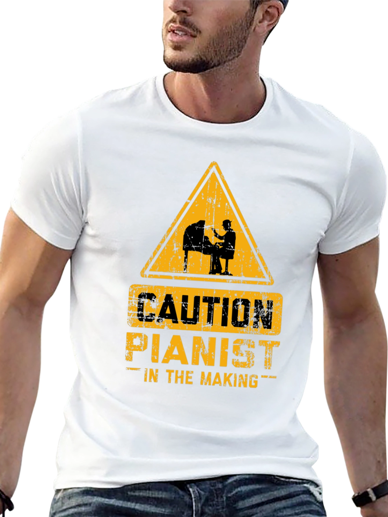 Caution Pianist In The Making Black T-Shirt