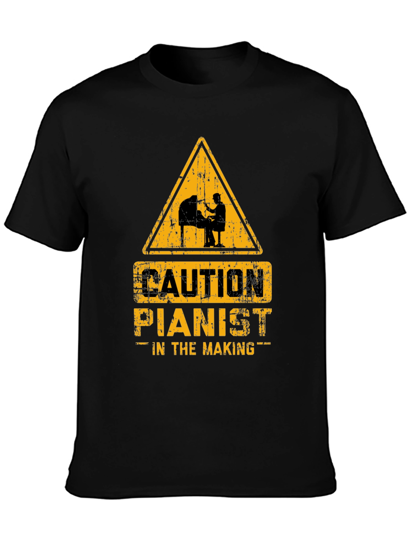 Caution Pianist In The Making Black T-Shirt