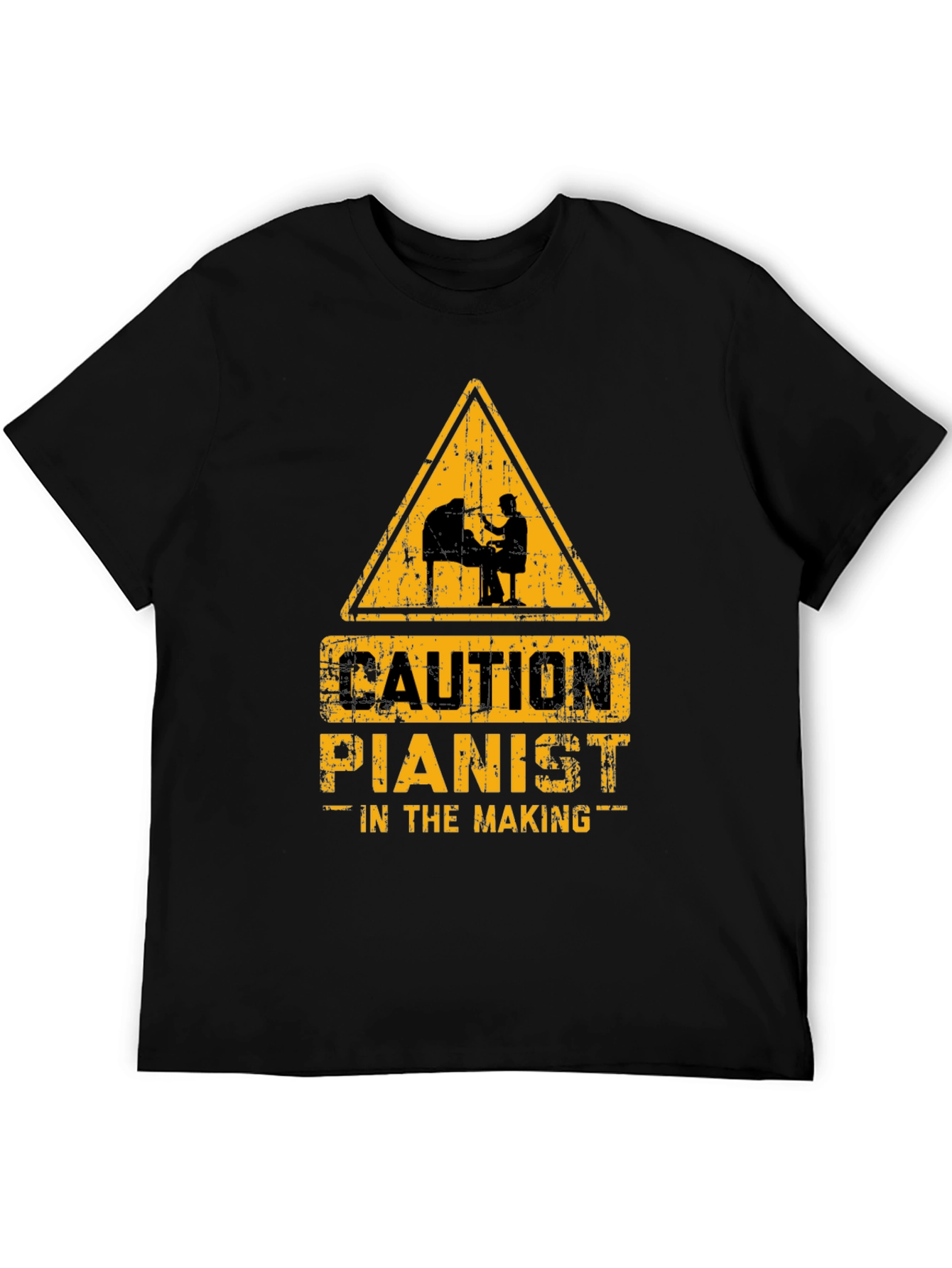 Caution Pianist In The Making Black T-Shirt