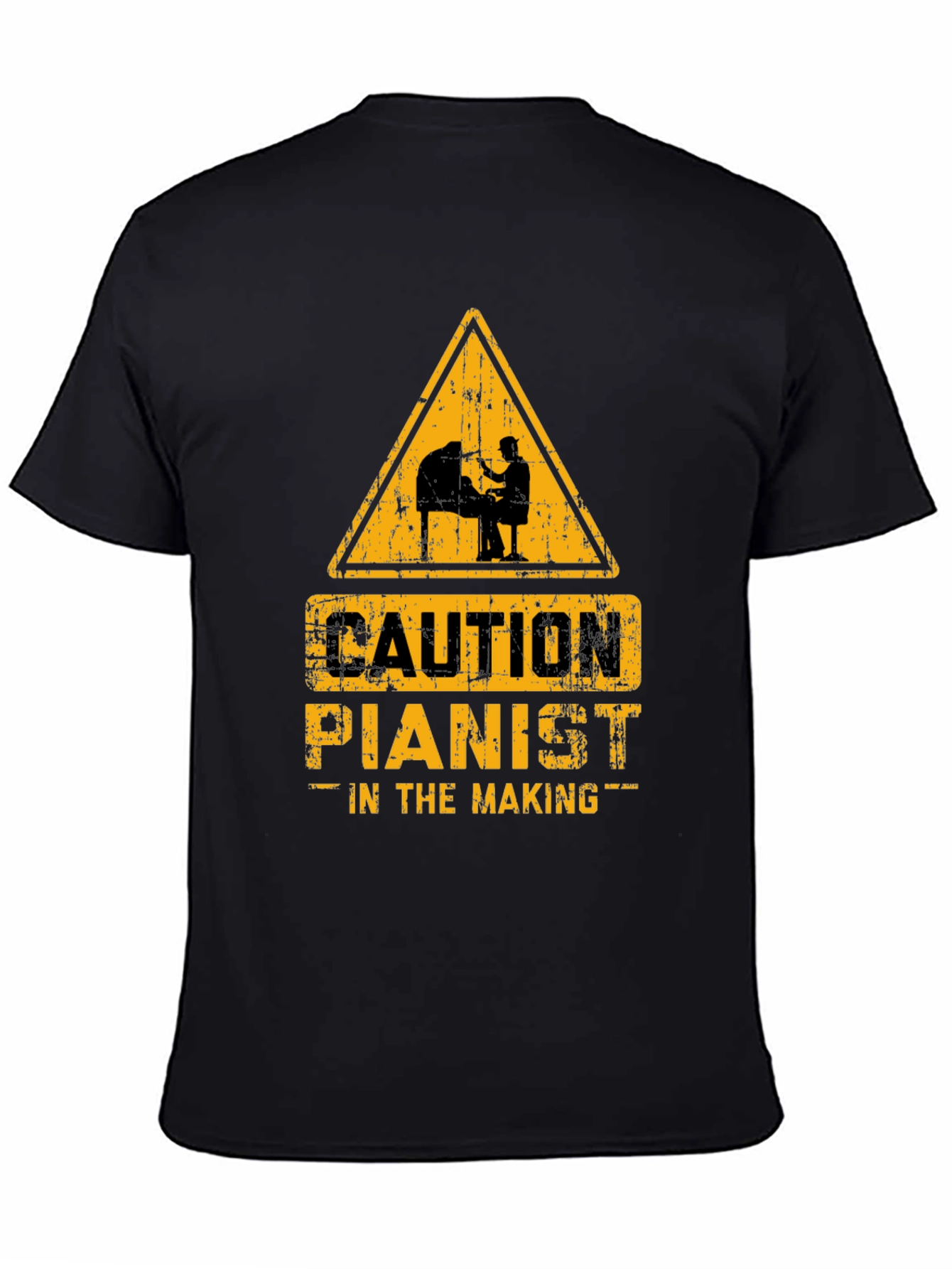 Caution Pianist In The Making Black T-Shirt