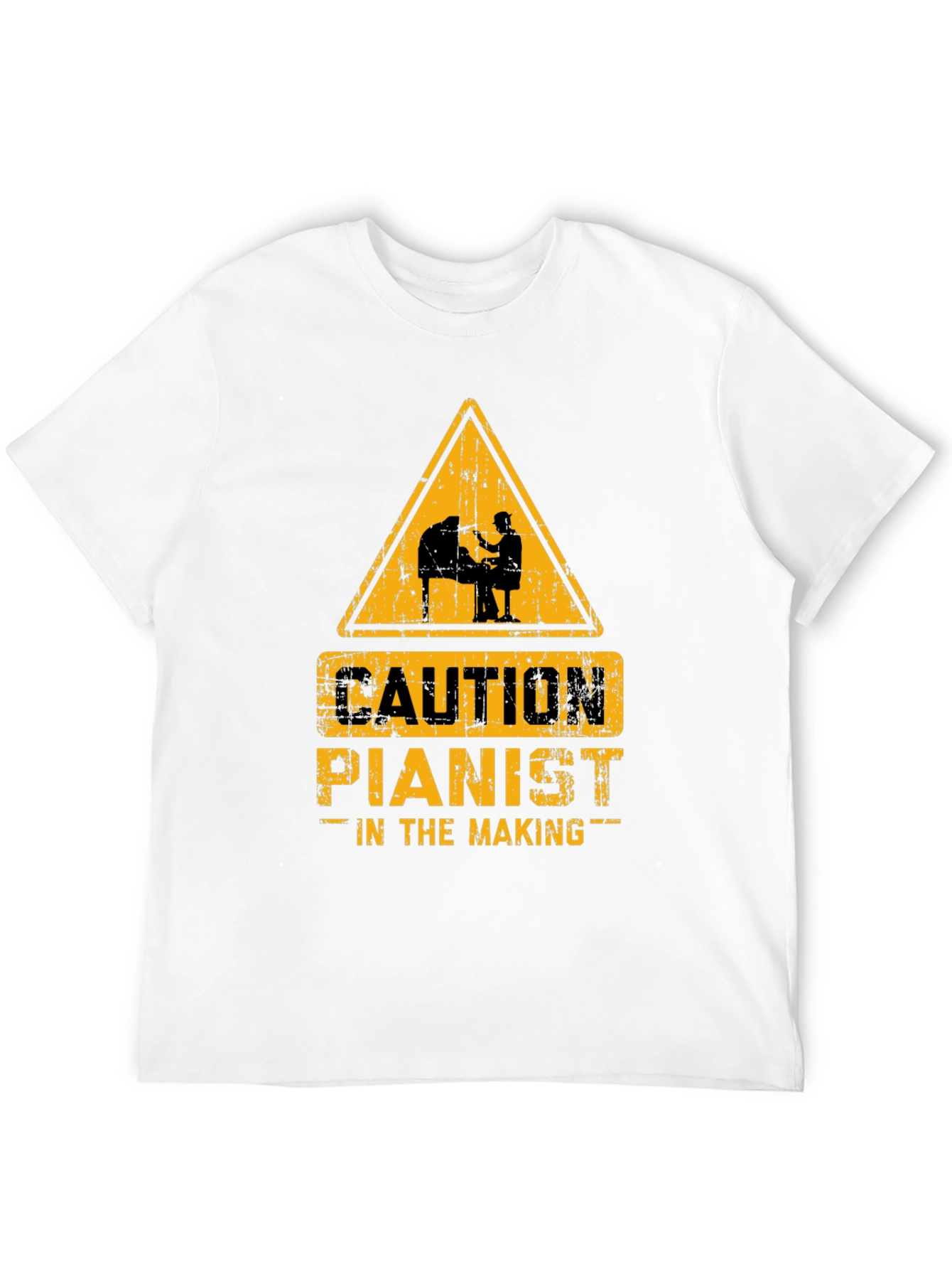 Caution Pianist In The Making Black T-Shirt