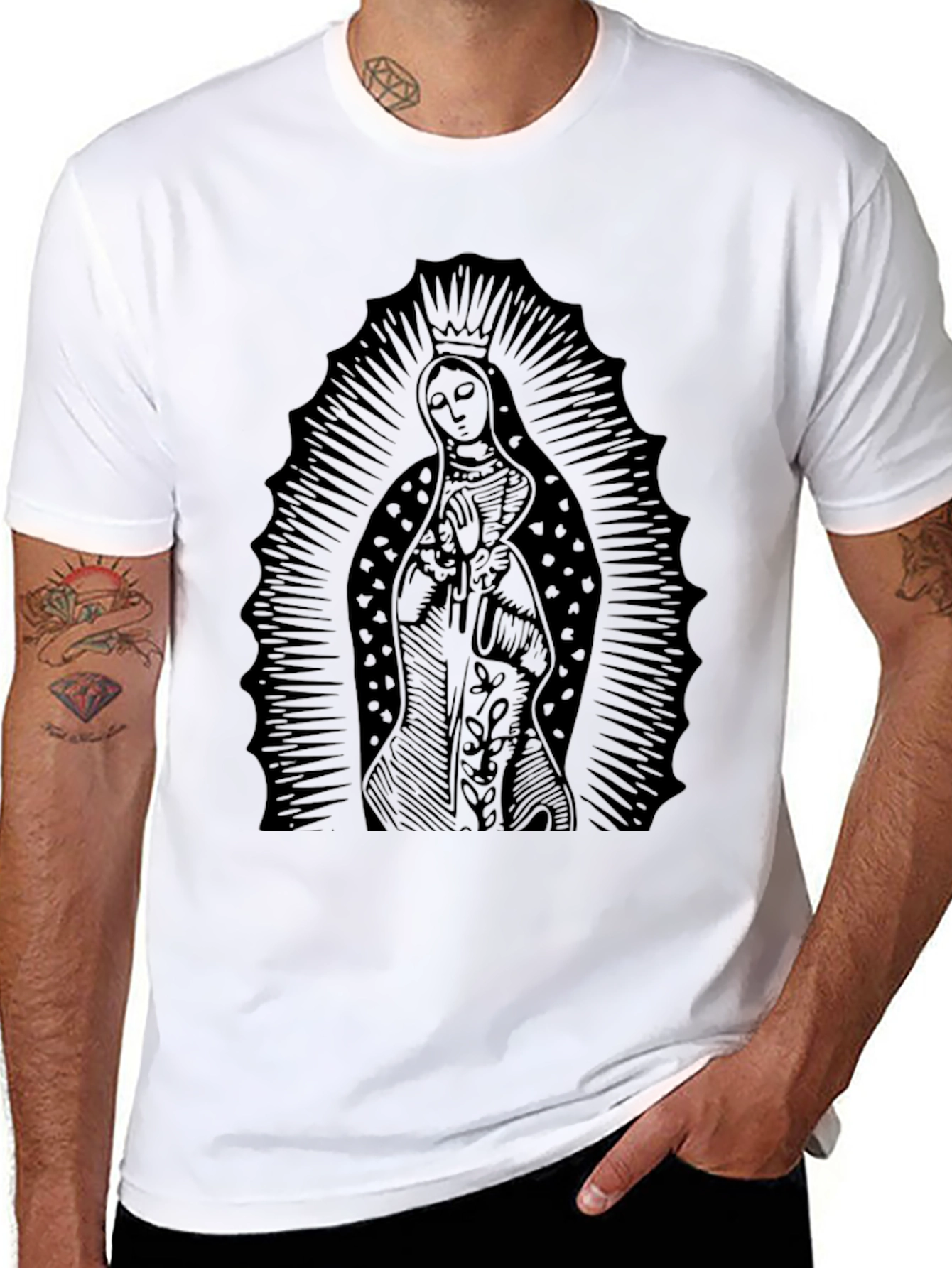 Virgin Mary Graphic Black T-Shirt