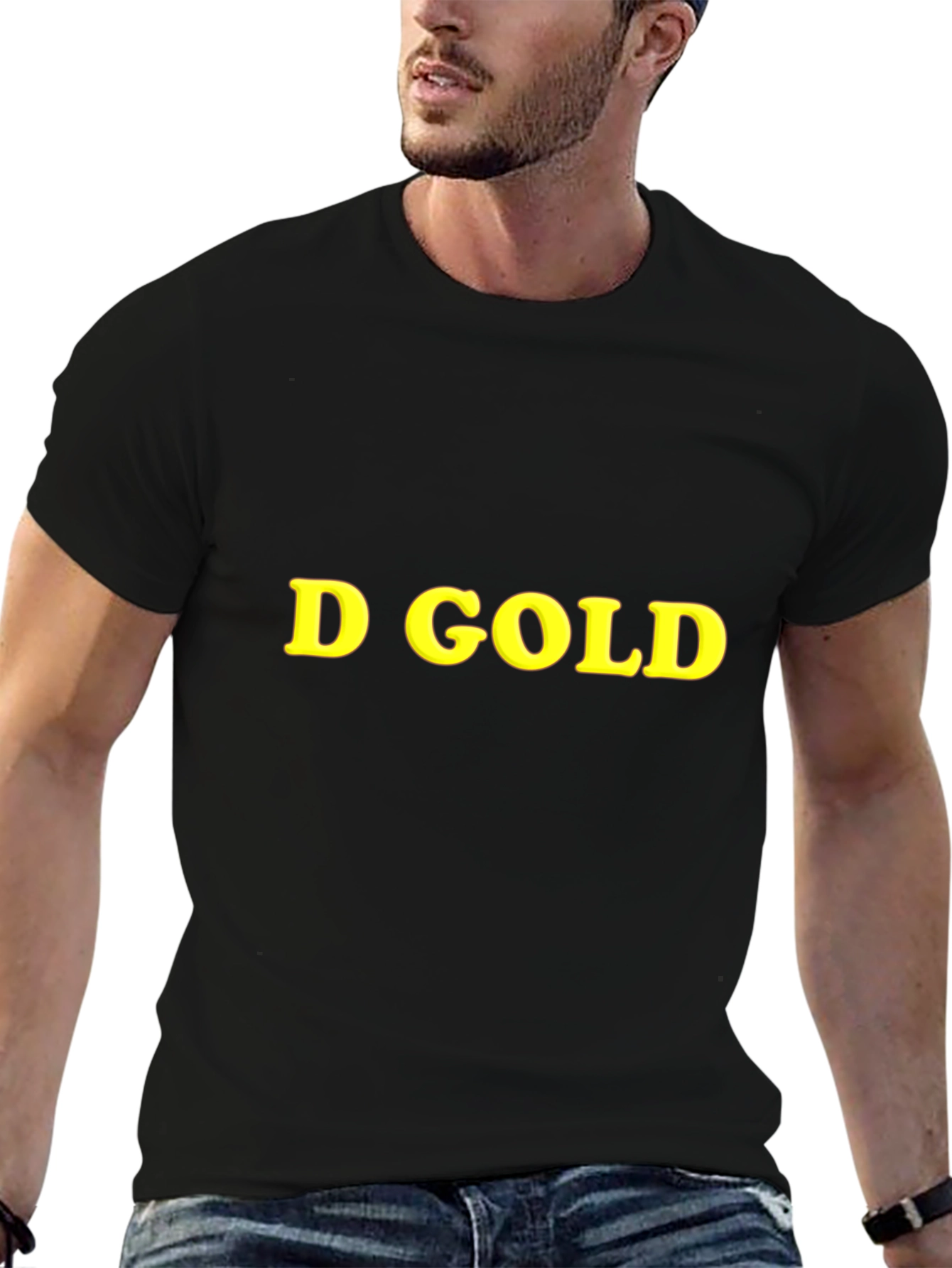D Gold Graphic Black T-Shirt
