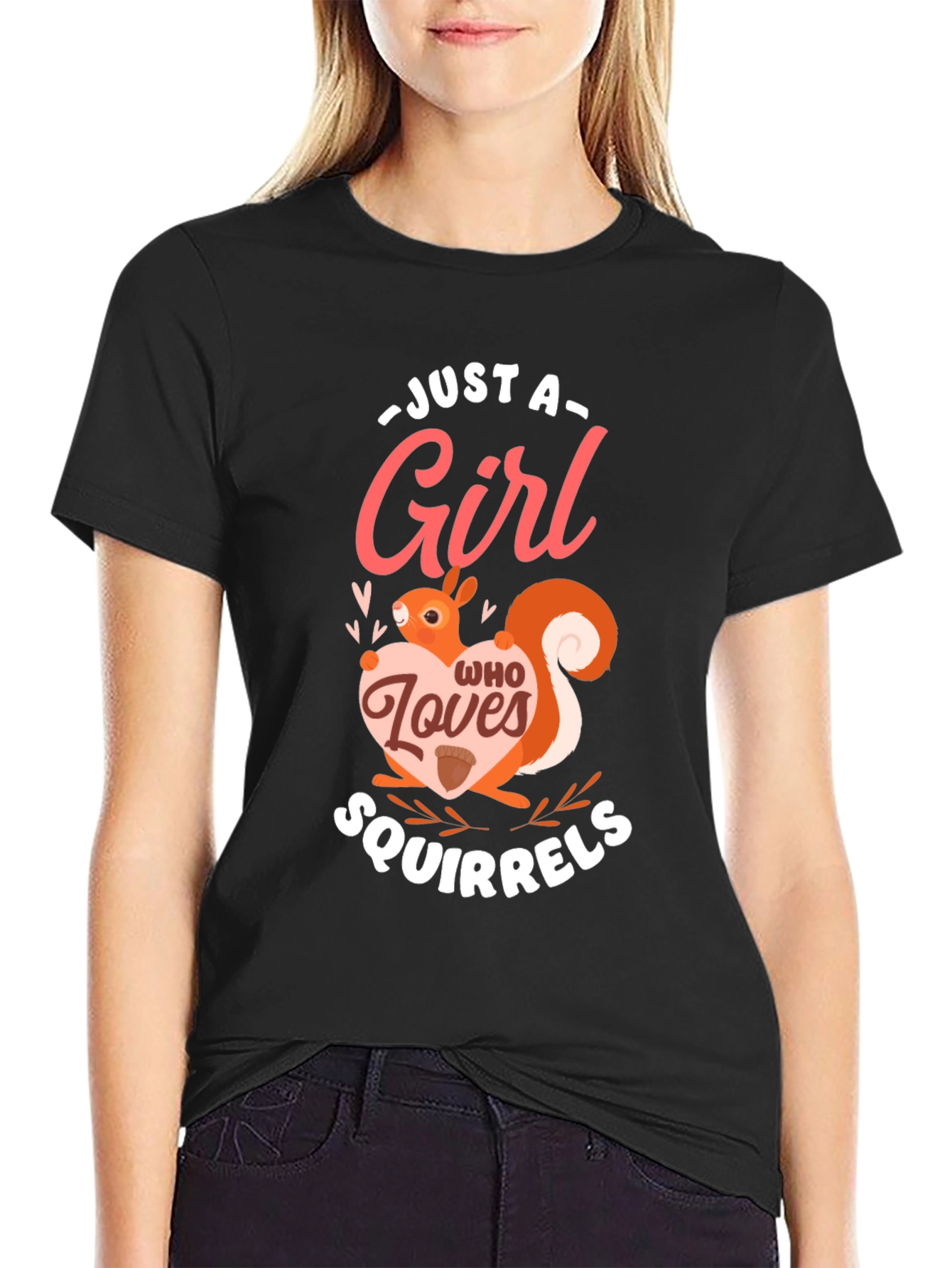 Squirrel Lover Womens Graphic Tee - Black