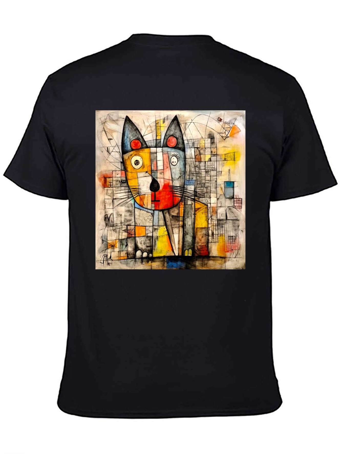 Abstract Cat Art Tee - Modern Artistic Design