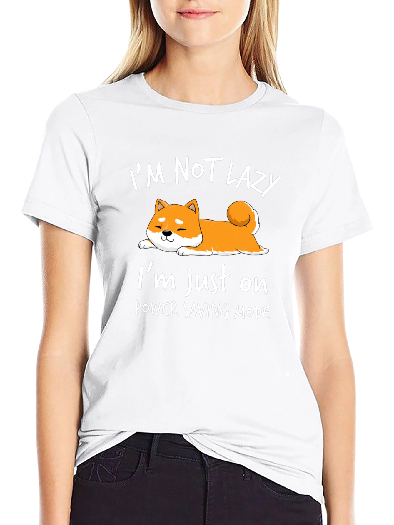 Lazy Shiba Inu Power Saving Mode T-Shirt