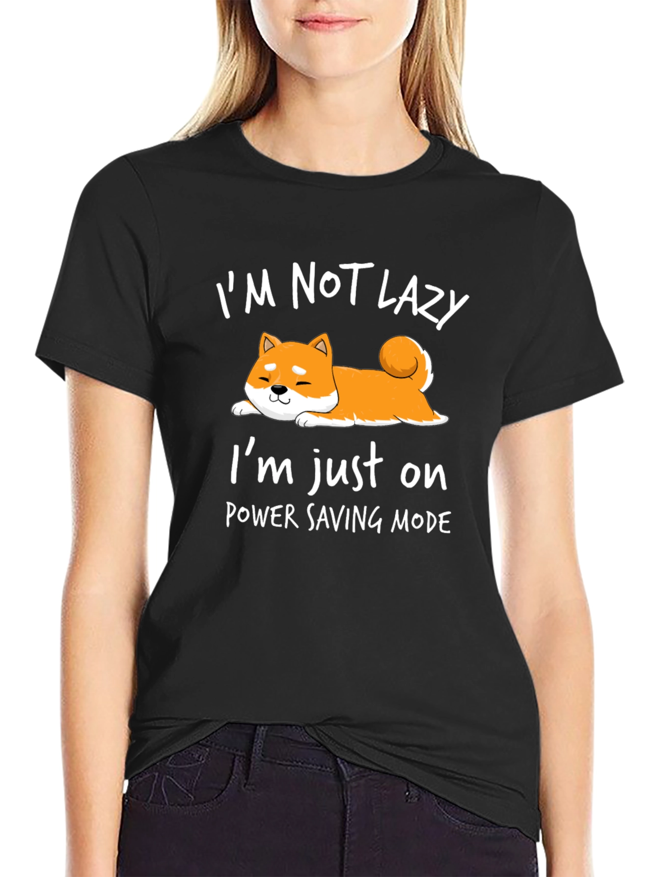 Lazy Shiba Inu Power Saving Mode T-Shirt