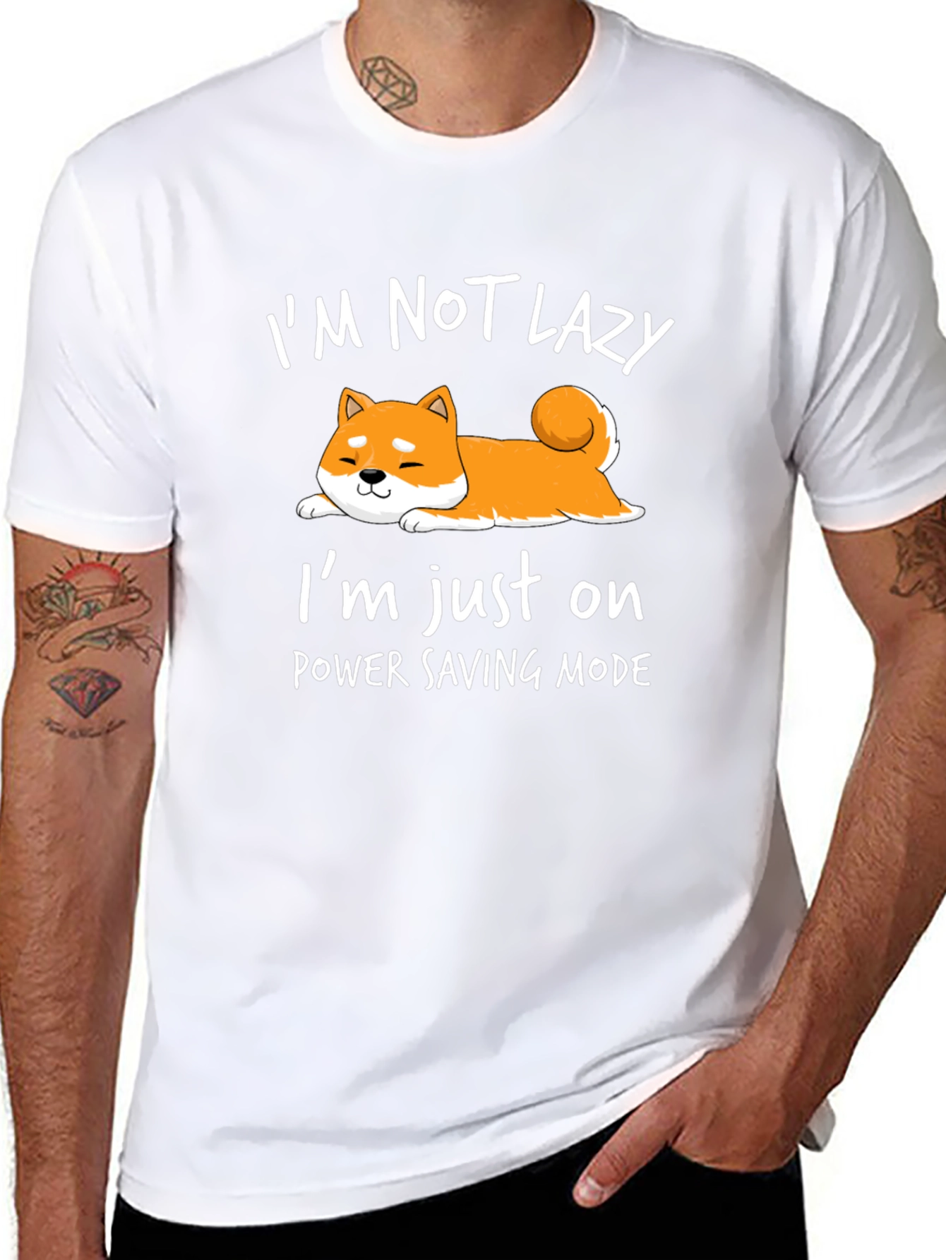 Lazy Shiba Inu Power Saving Mode T-Shirt