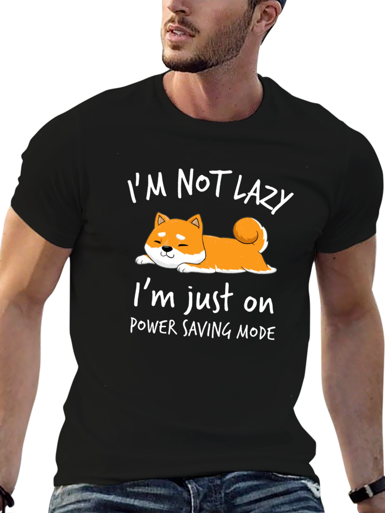 Lazy Shiba Inu Power Saving Mode T-Shirt