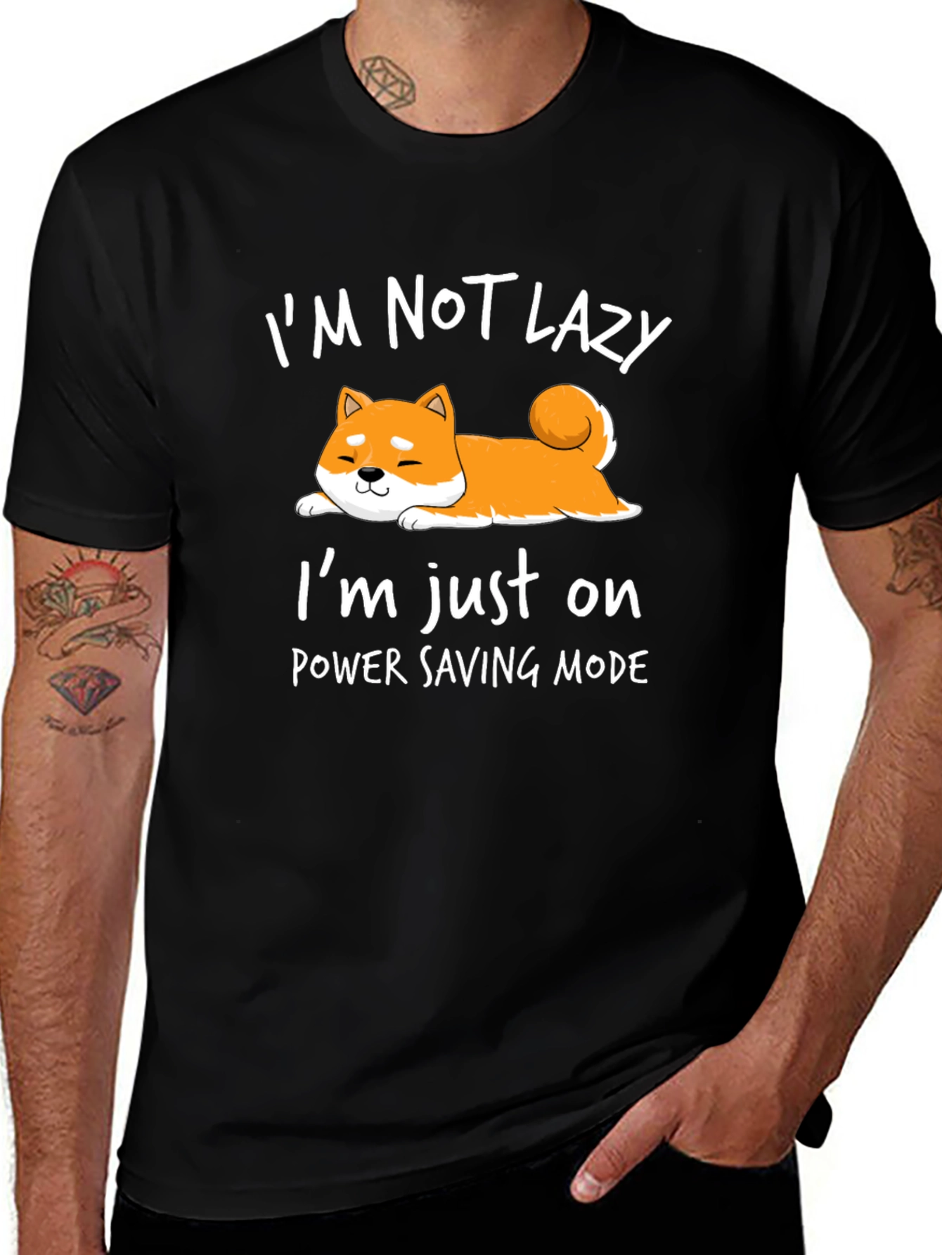 Lazy Shiba Inu Power Saving Mode T-Shirt