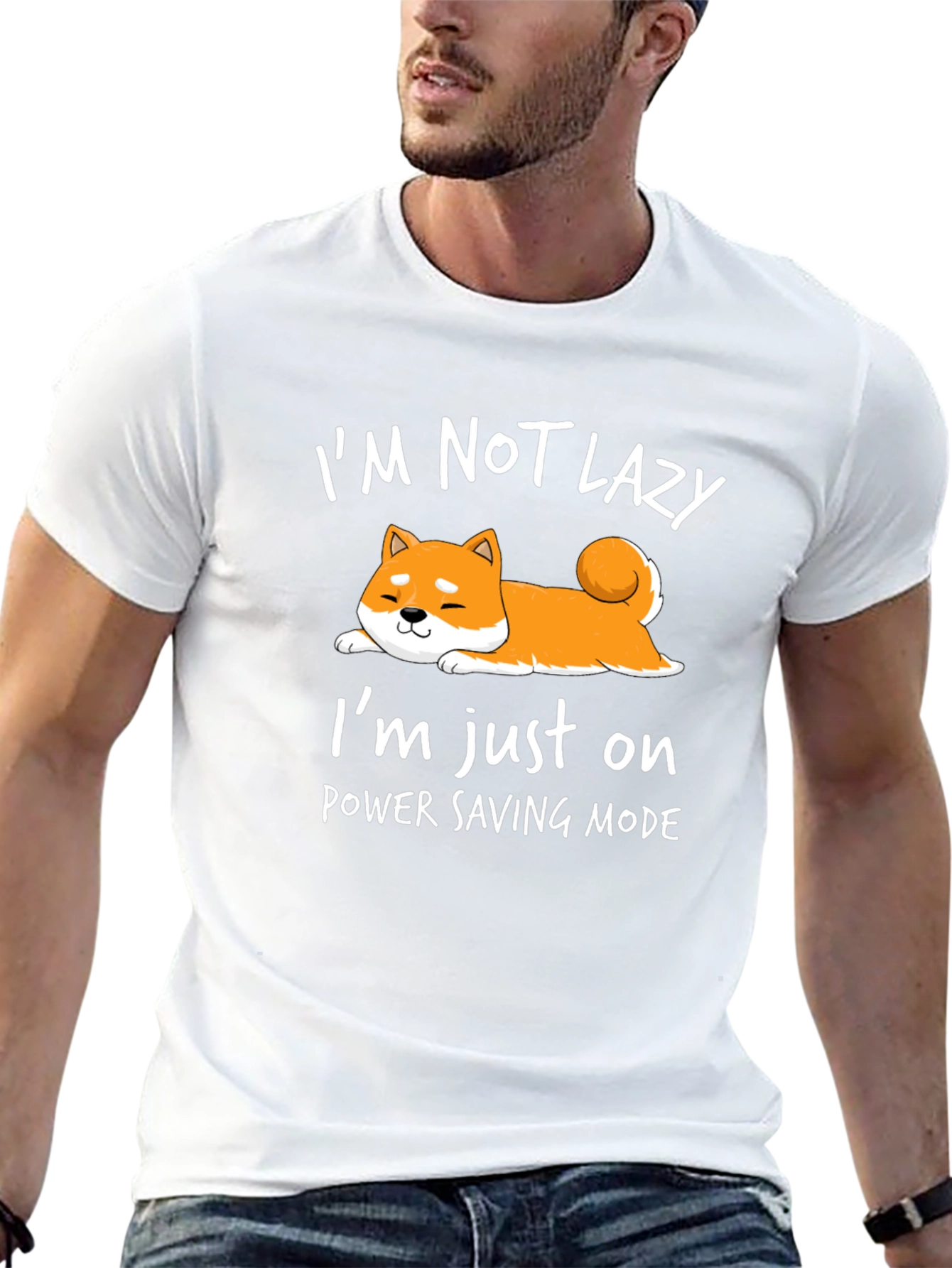 Lazy Shiba Inu Power Saving Mode T-Shirt