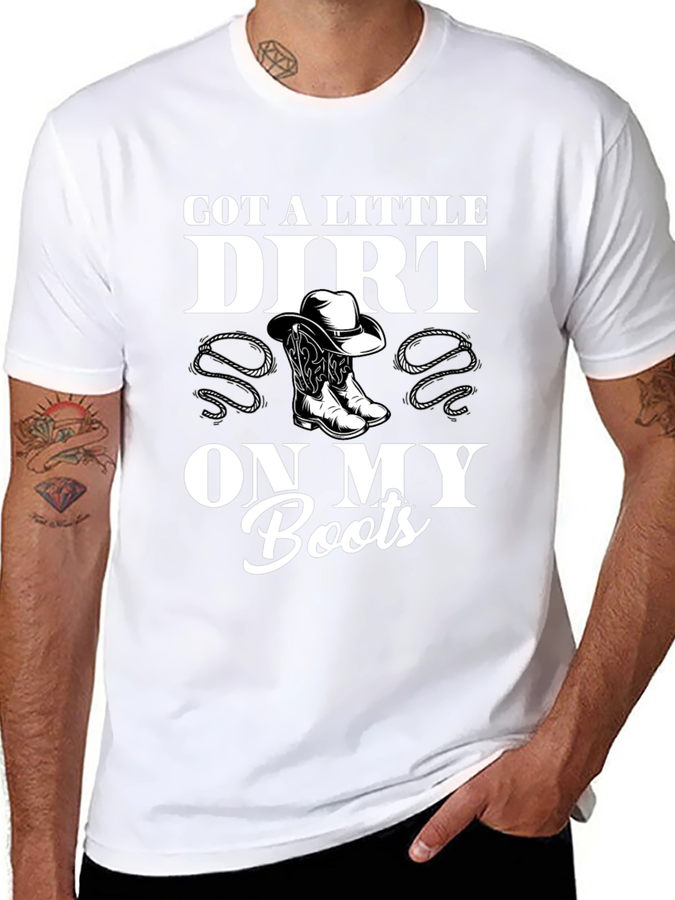 Got a Little Dirt On My Boots Black T-Shirt
