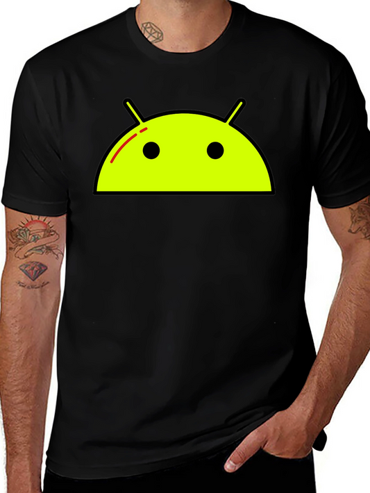 Android Robot Graphic Tee - Black Casual T-Shirt
