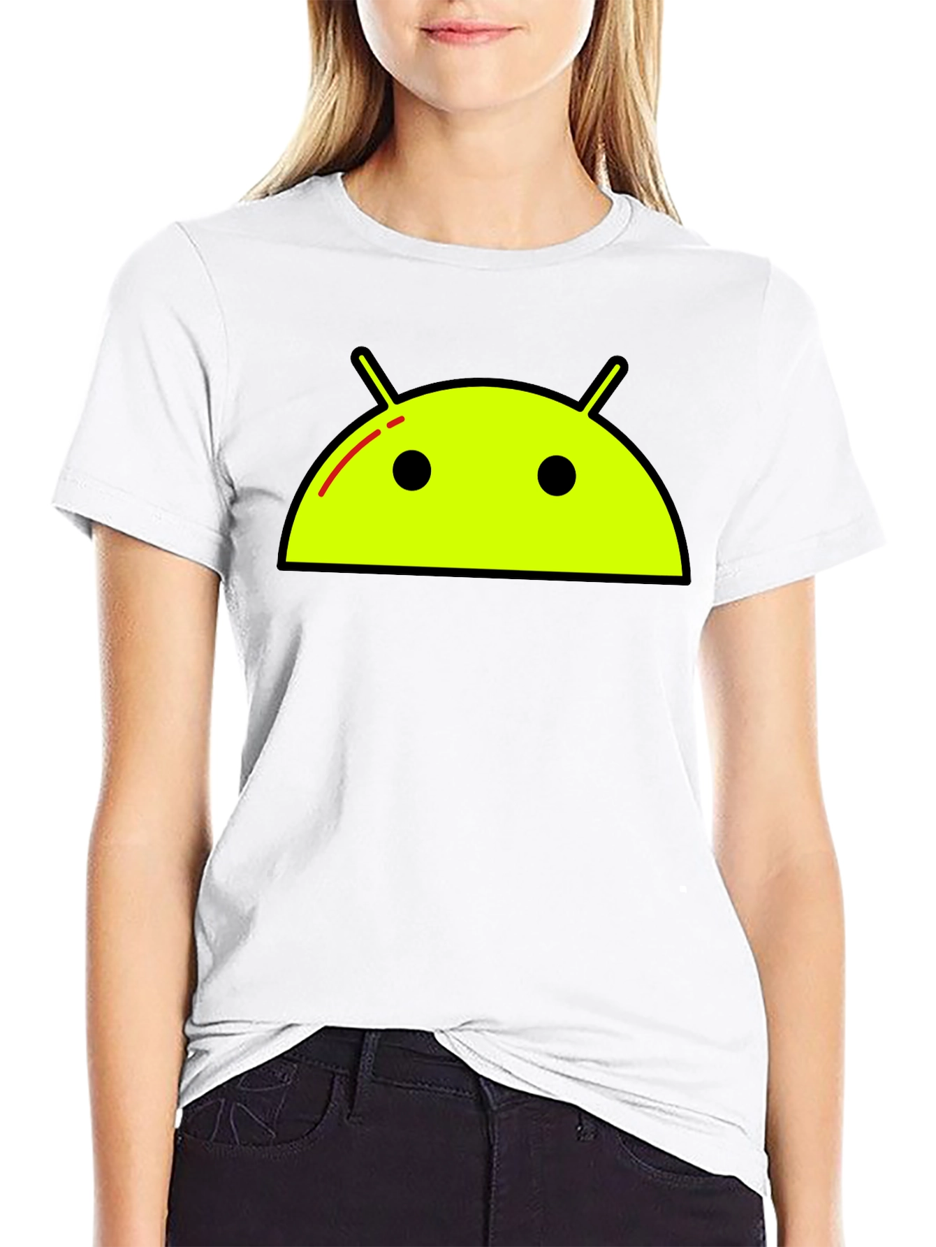 Android Robot Graphic Tee - Black Casual T-Shirt