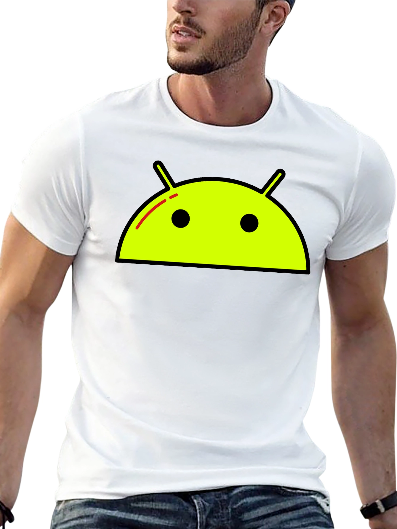 Android Robot Graphic Tee - Black Casual T-Shirt