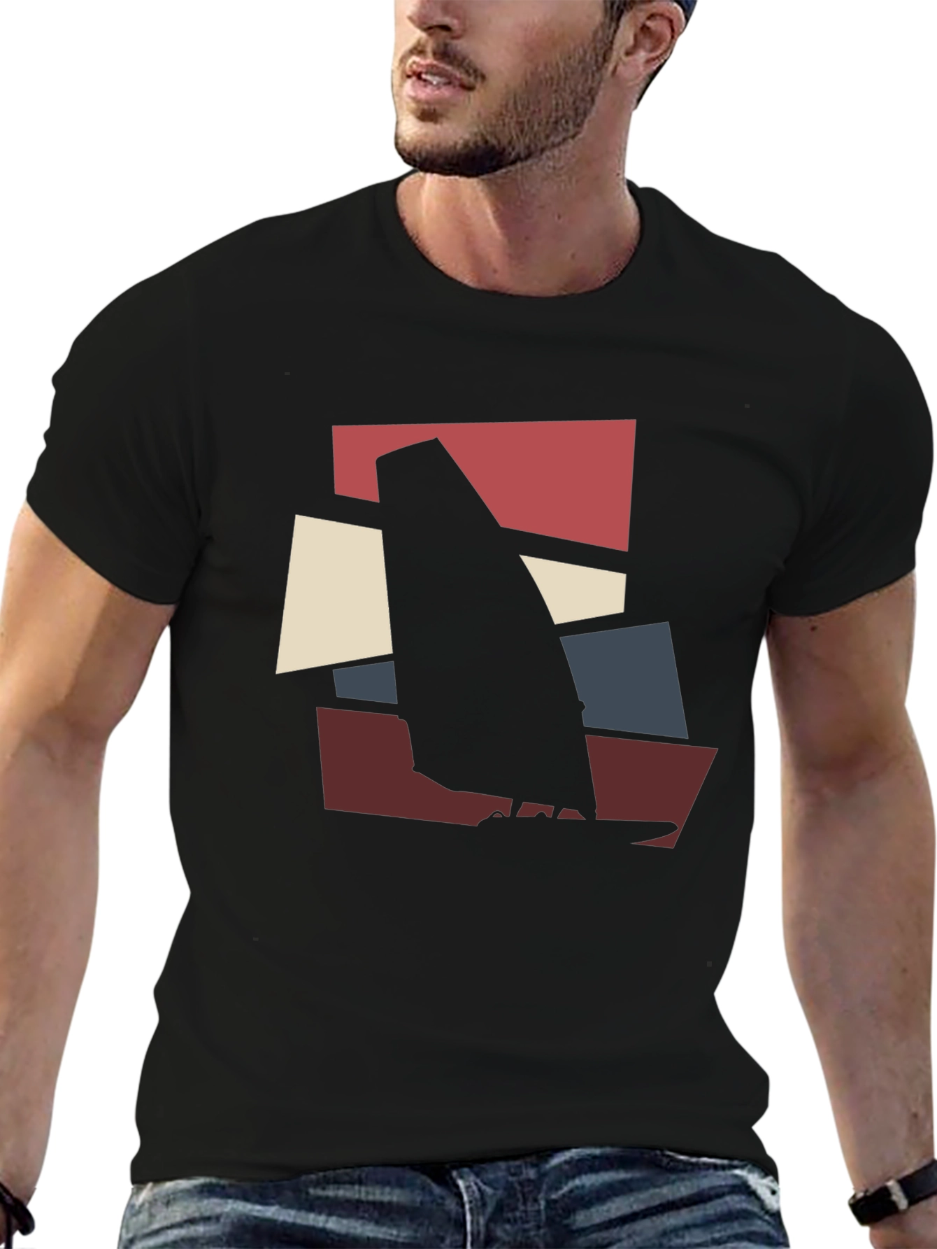 Modern Windsurfing Graphic Tee - Black