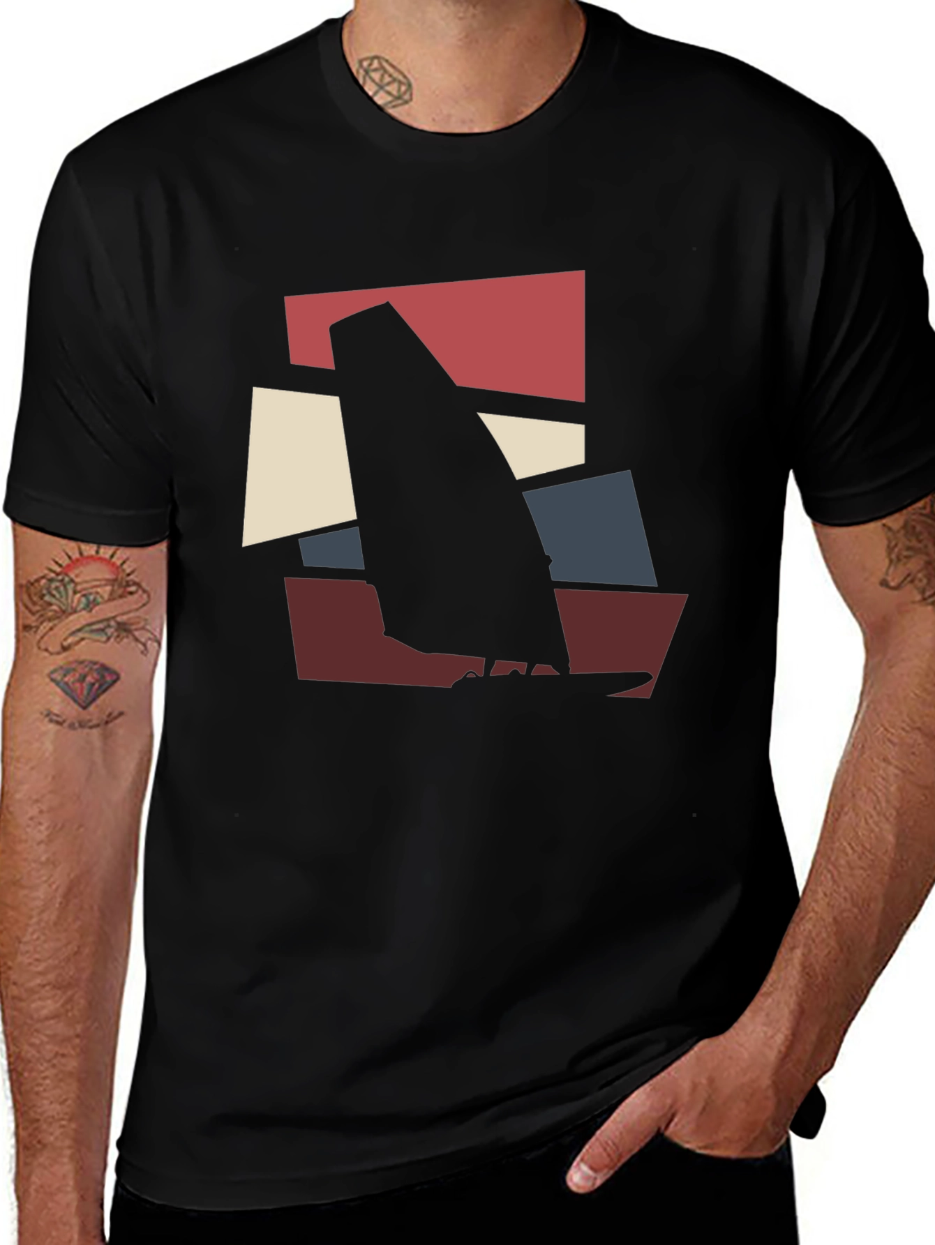 Modern Windsurfing Graphic Tee - Black