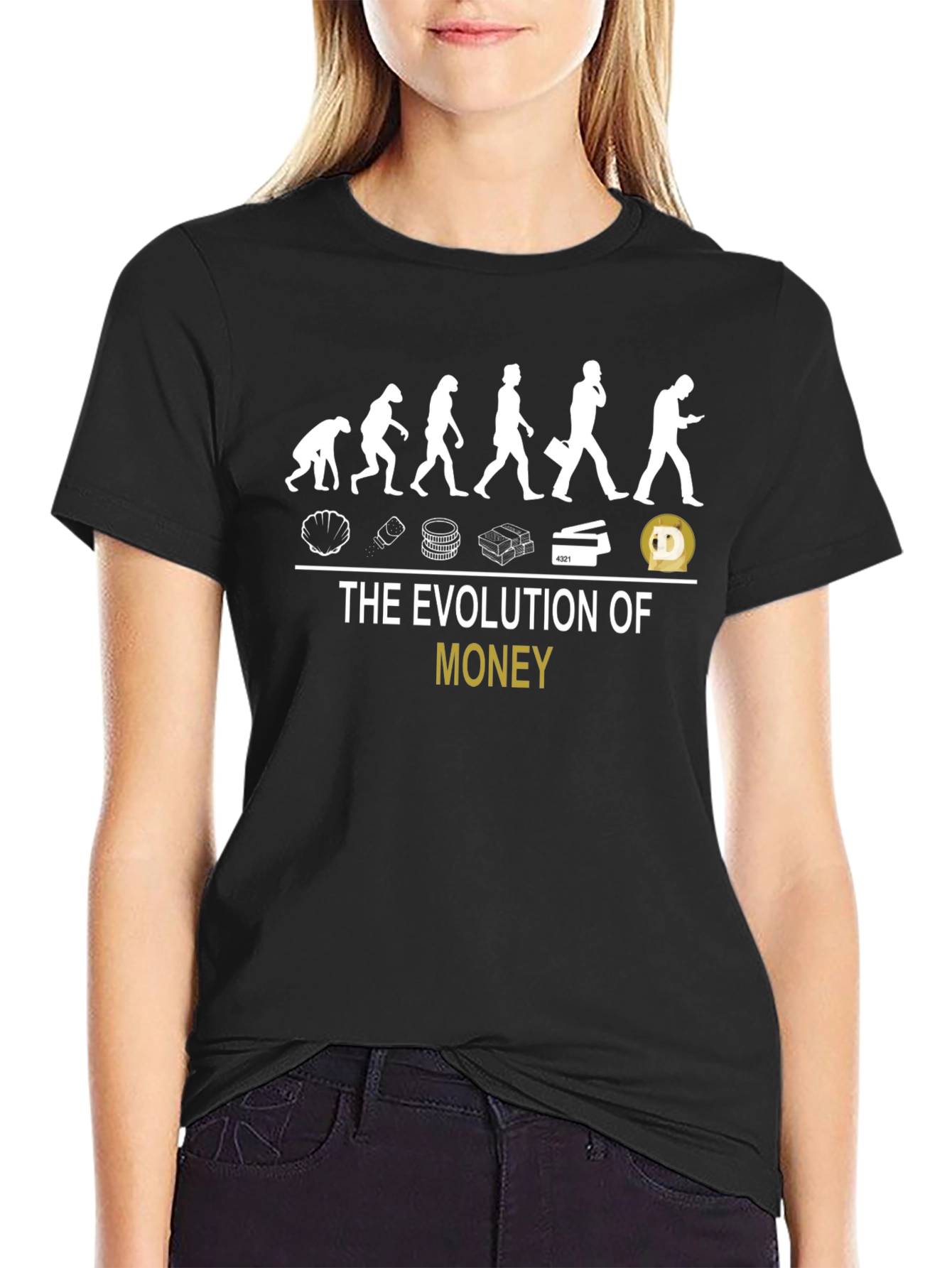 Evolution of Money Graphic Tee - Black Cotton T-Shirt