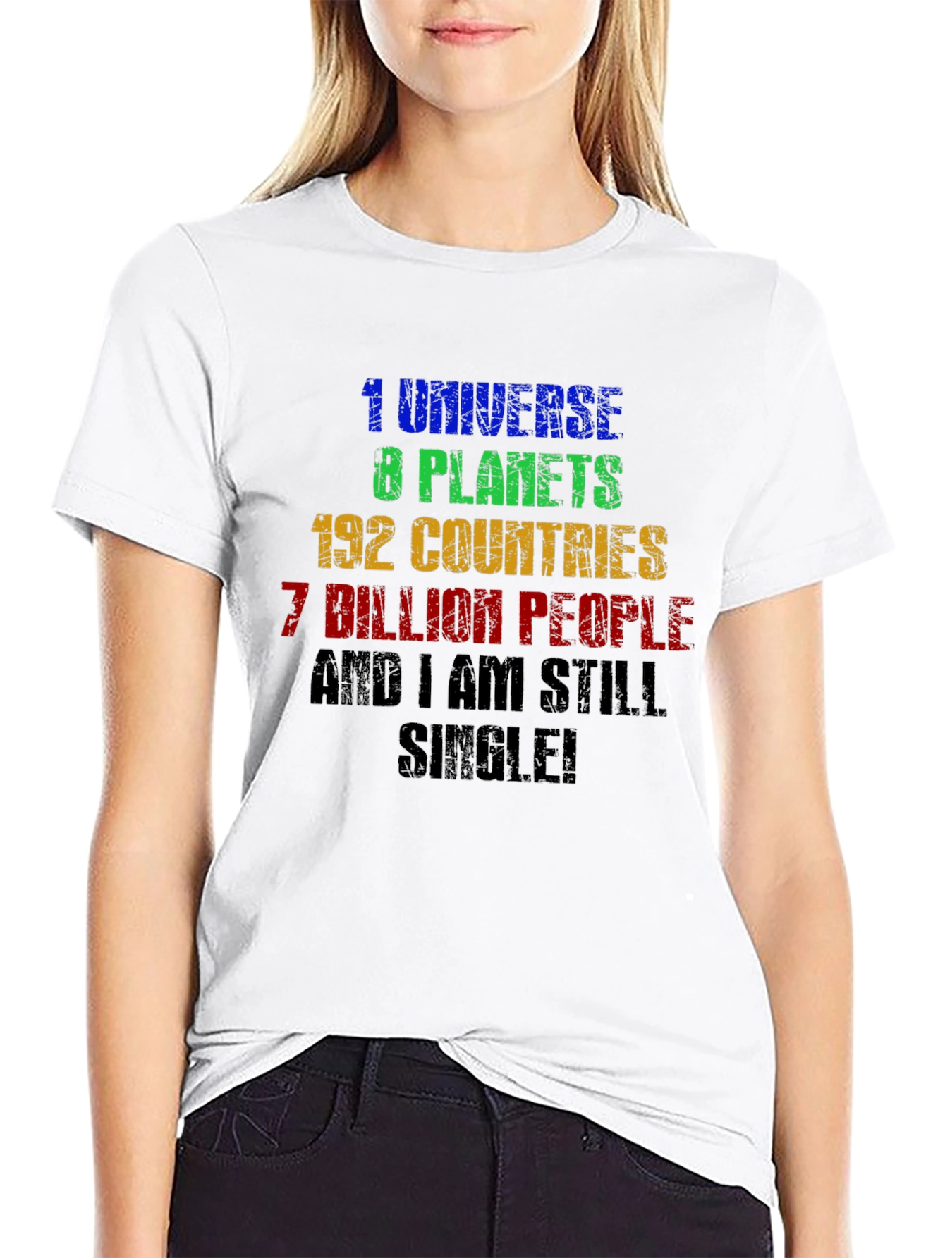 Humorous Single T-Shirt: Universe Planets Countries People