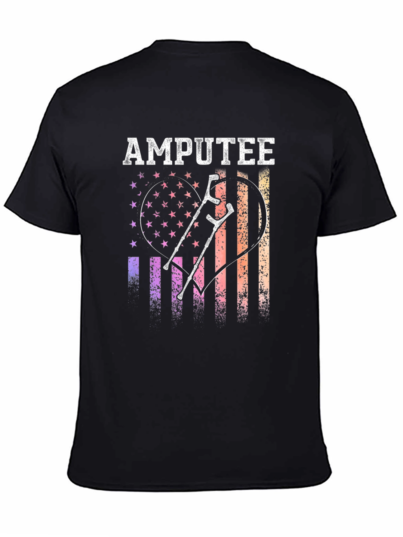 Amputee Pride T-Shirt American Flag Heart Crutches