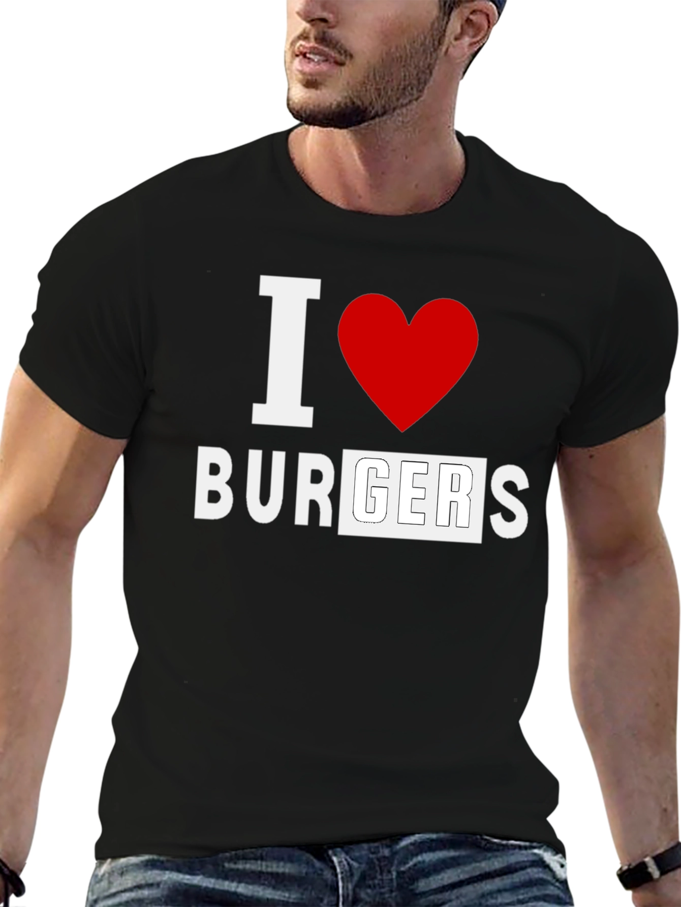 I Love Burgers Black T-Shirt - Unisex Casual Tee
