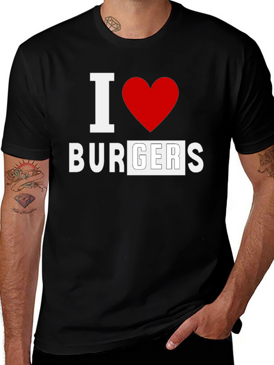 I Love Burgers Black T-Shirt - Unisex Casual Tee