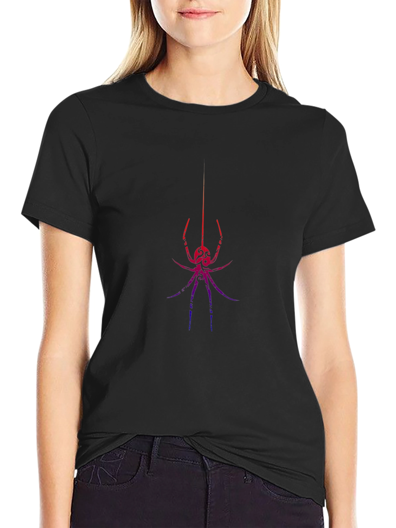 Black Widow Spider Graphic Print T-Shirt