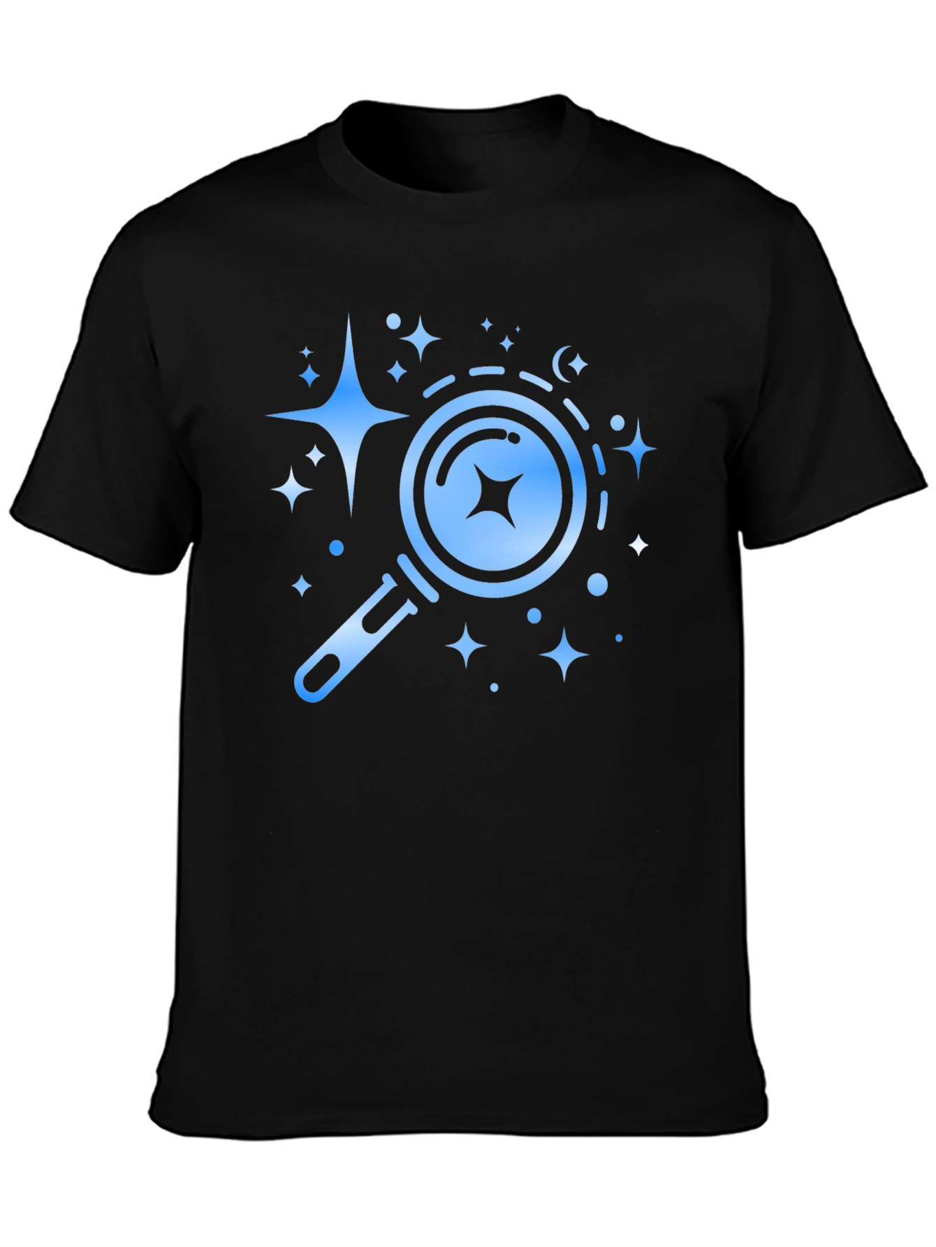 Celestial Search Tee - Black Cotton Graphic T-Shirt