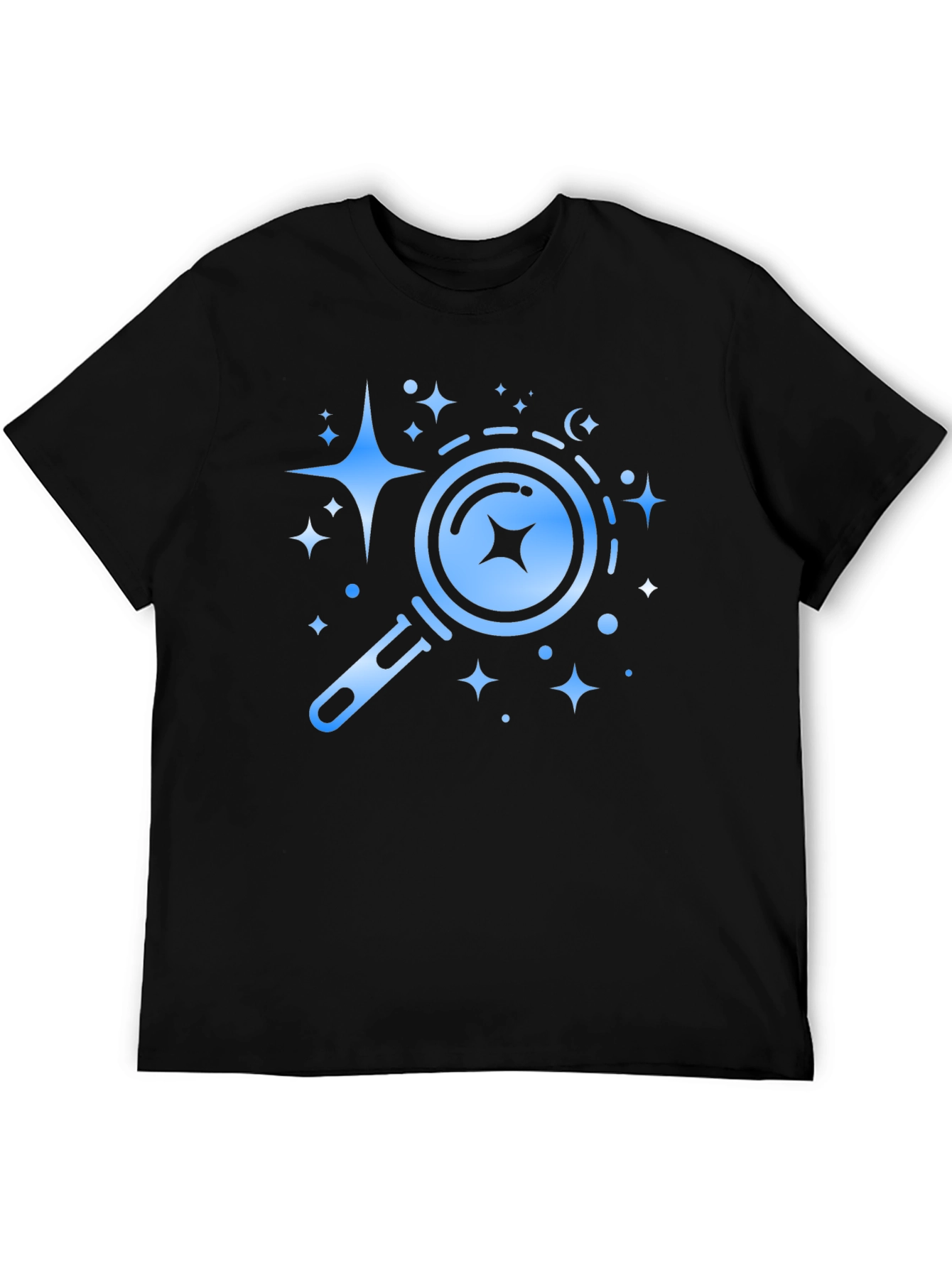 Celestial Search Tee - Black Cotton Graphic T-Shirt