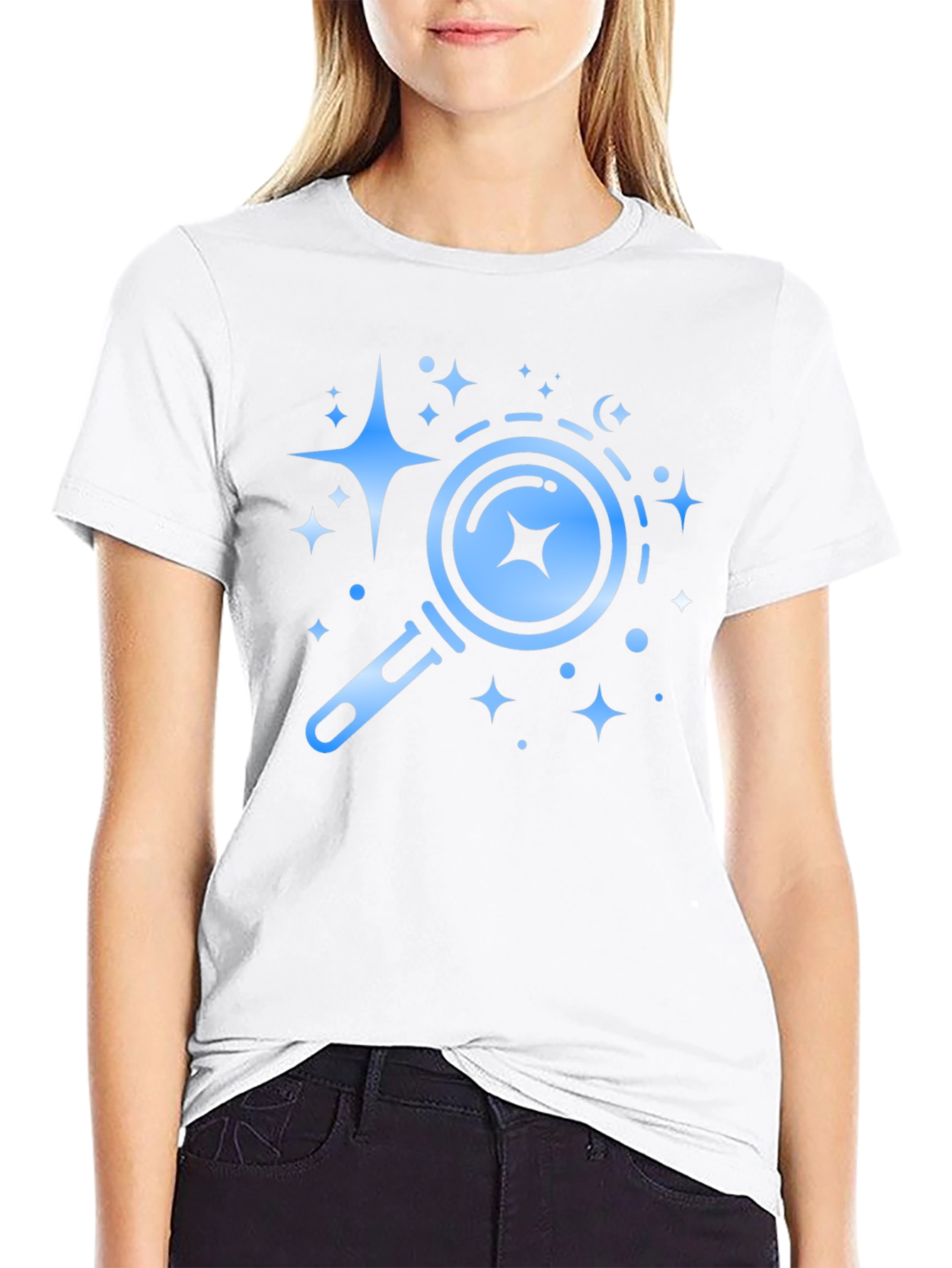 Celestial Search Tee - Black Cotton Graphic T-Shirt