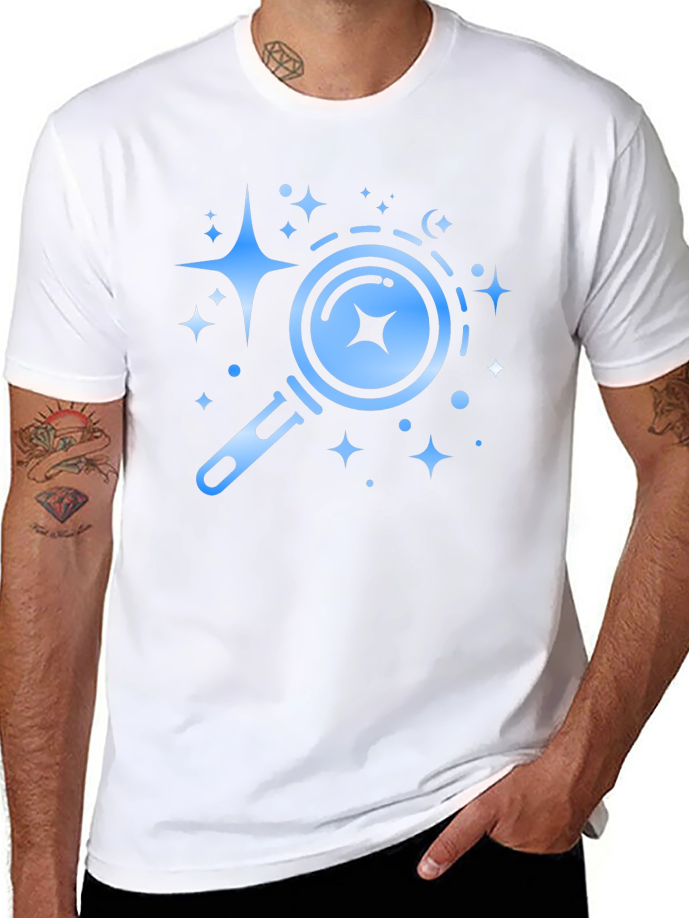 Celestial Search Tee - Black Cotton Graphic T-Shirt
