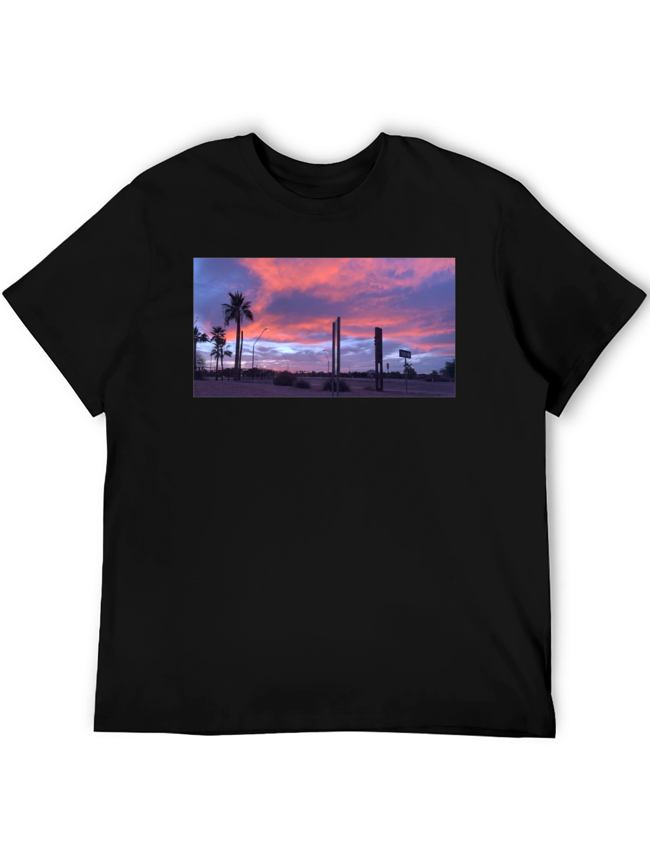 Sunset Palm T-Shirt - Black