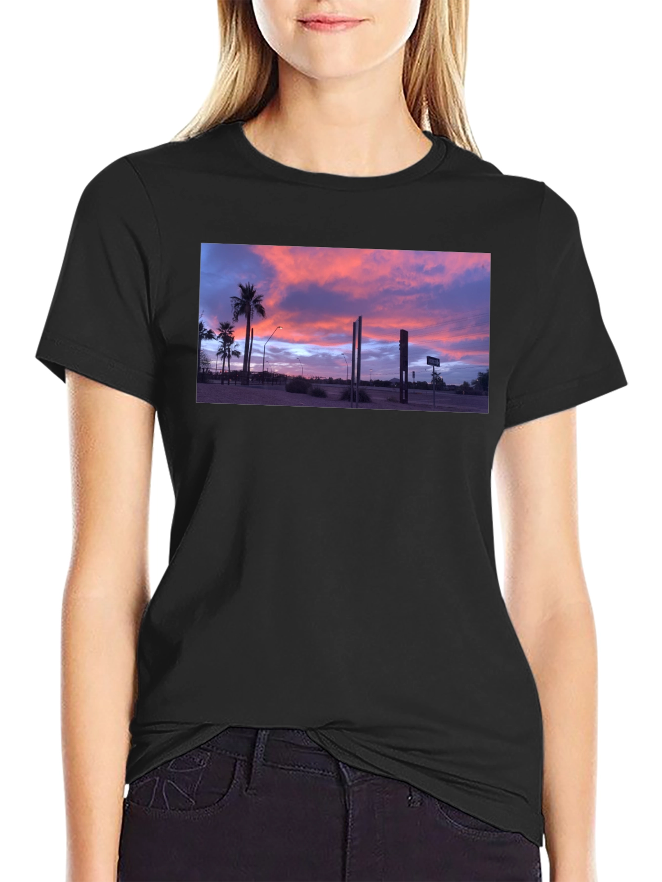Sunset Palm T-Shirt - Black