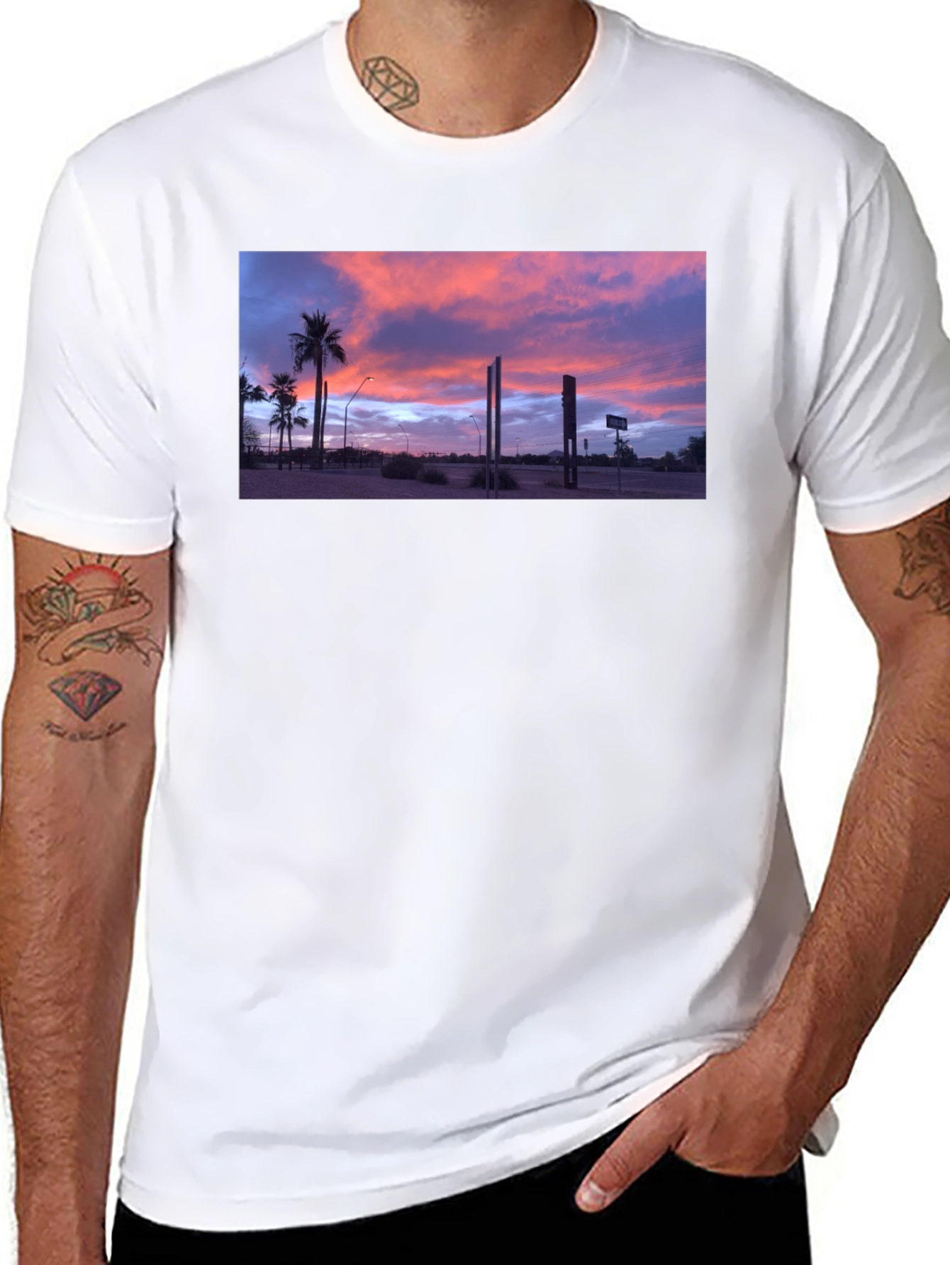 Sunset Palm T-Shirt - Black