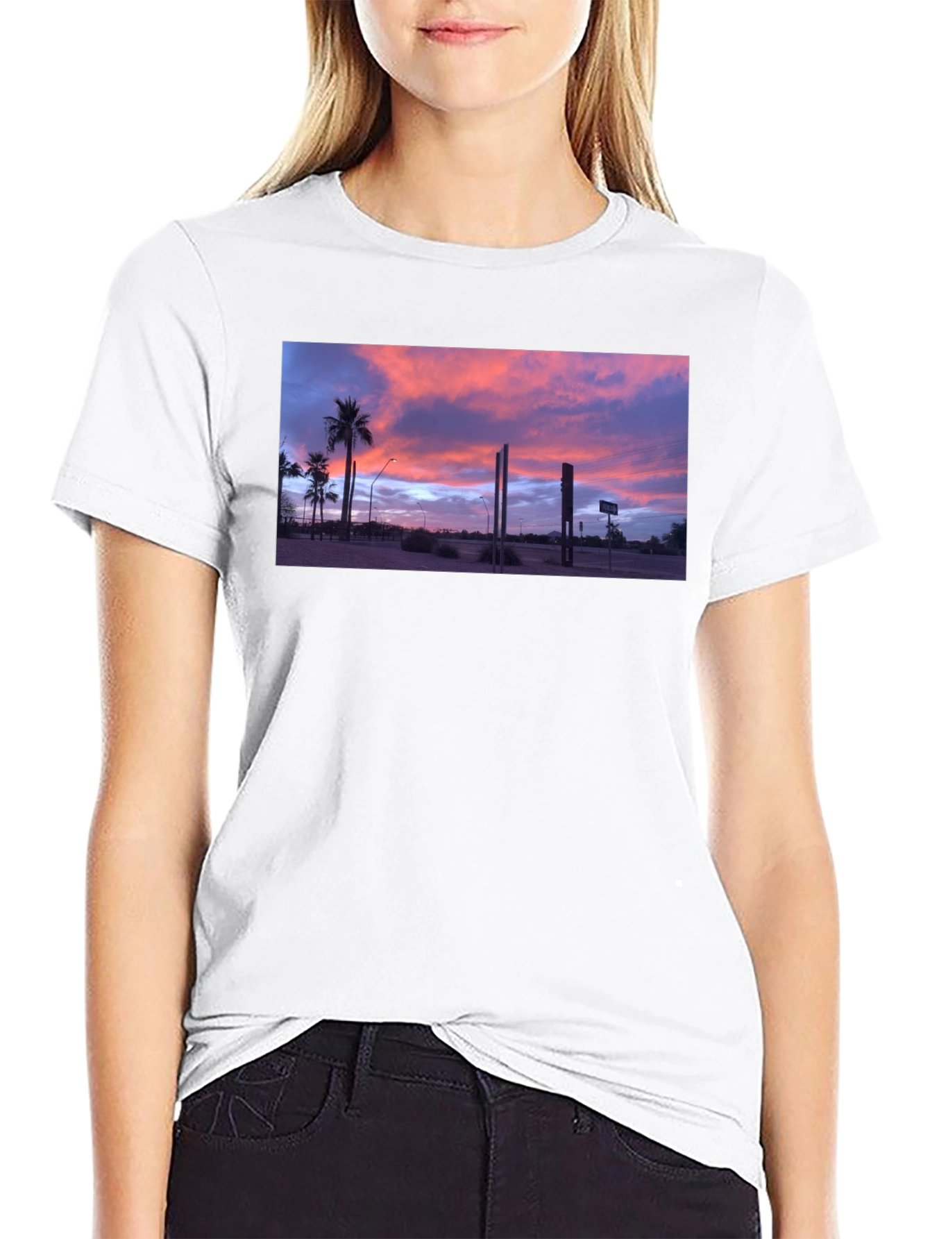 Sunset Palm T-Shirt - Black