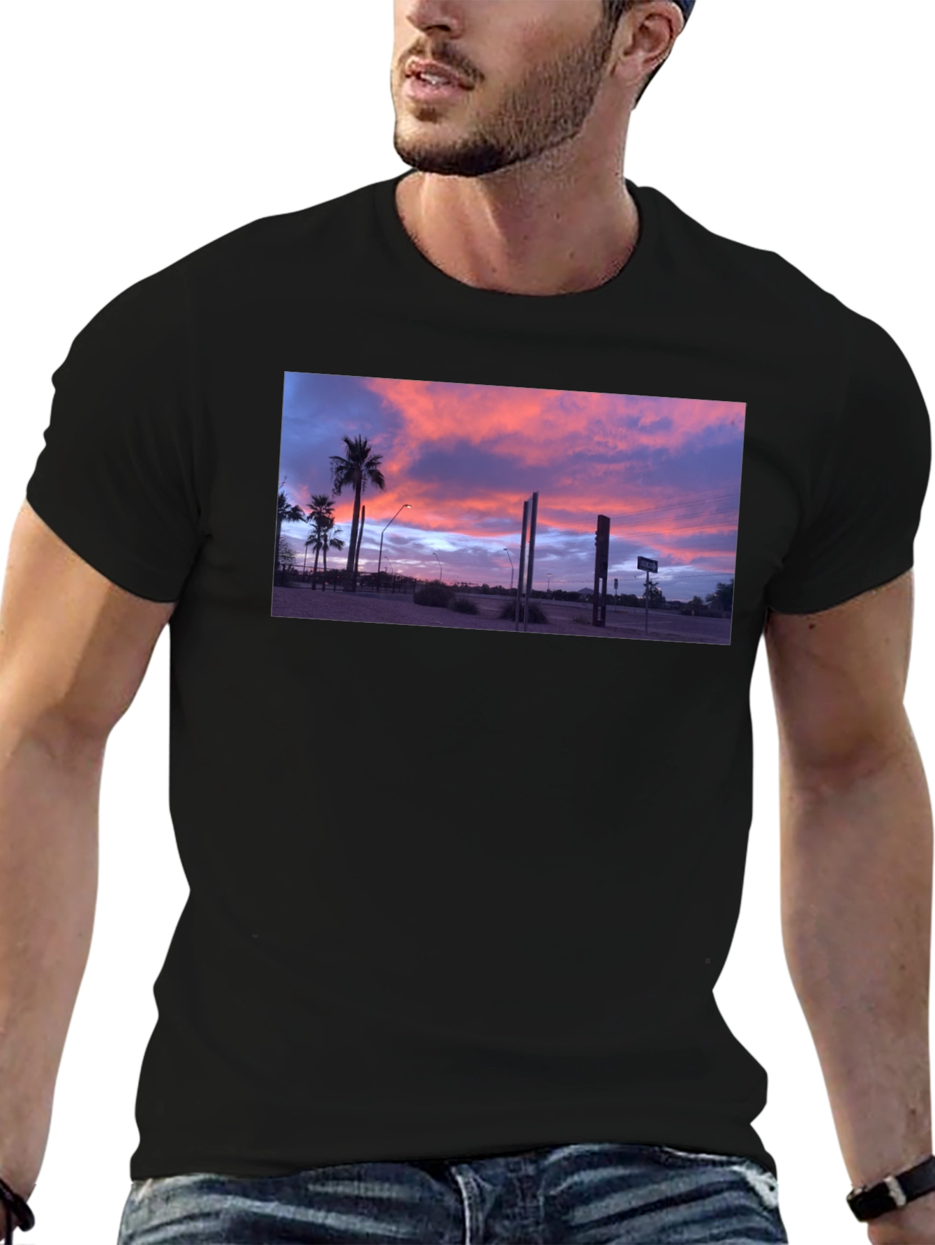 Sunset Palm T-Shirt - Black
