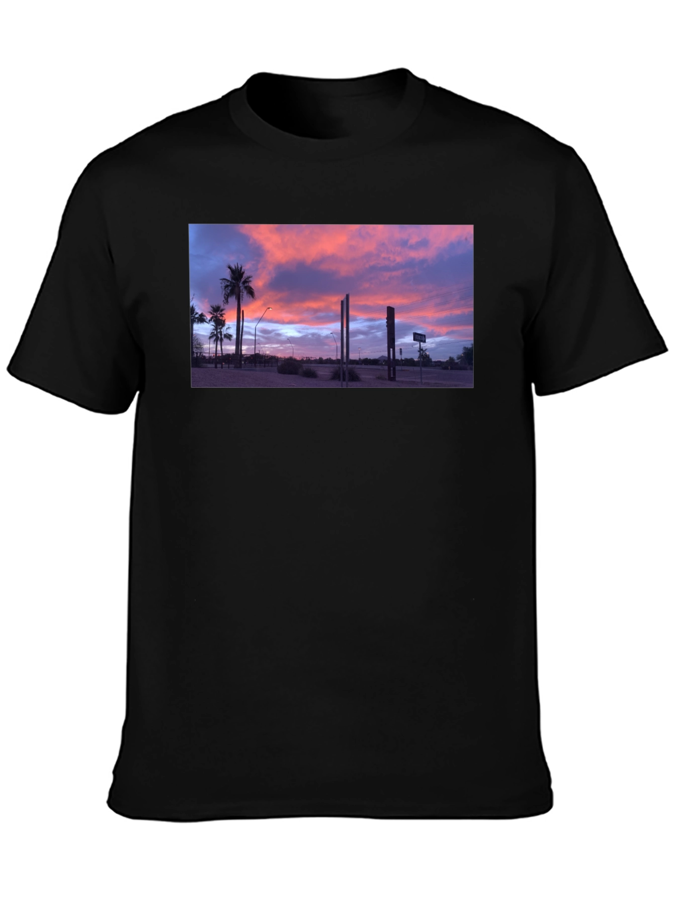 Sunset Palm T-Shirt - Black