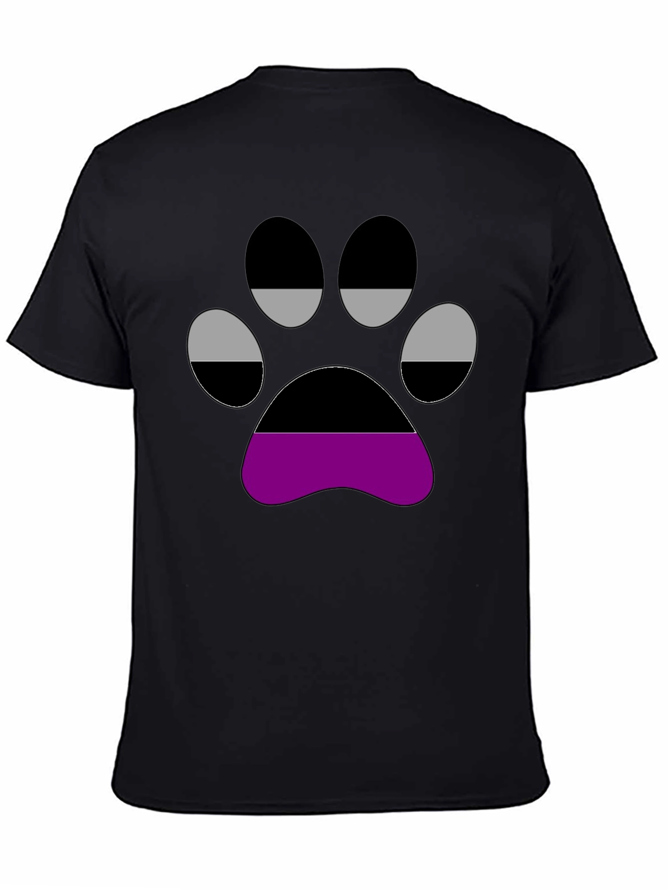 Aromantic Pride Paw Print Black T-Shirt