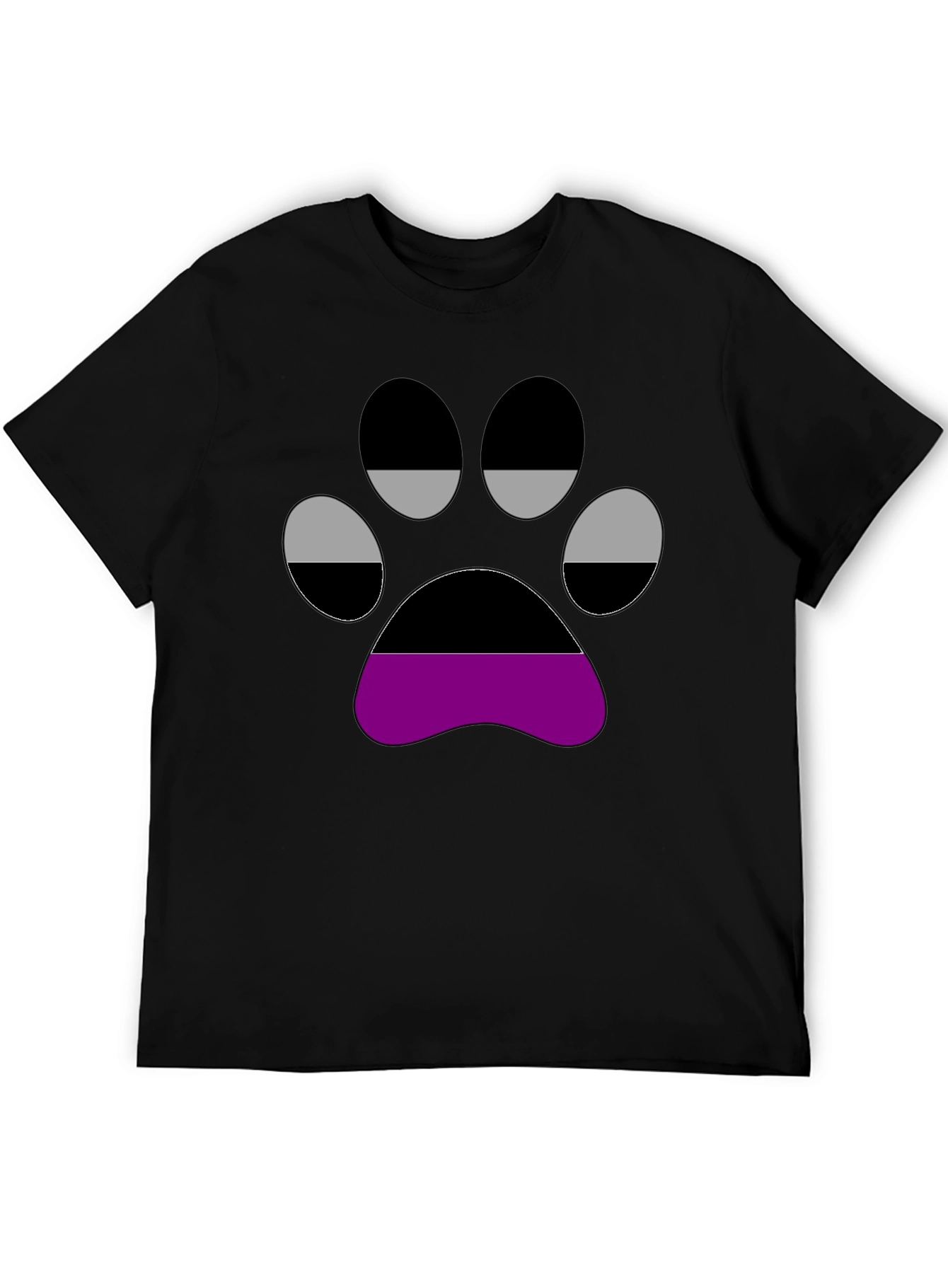 Aromantic Pride Paw Print Black T-Shirt