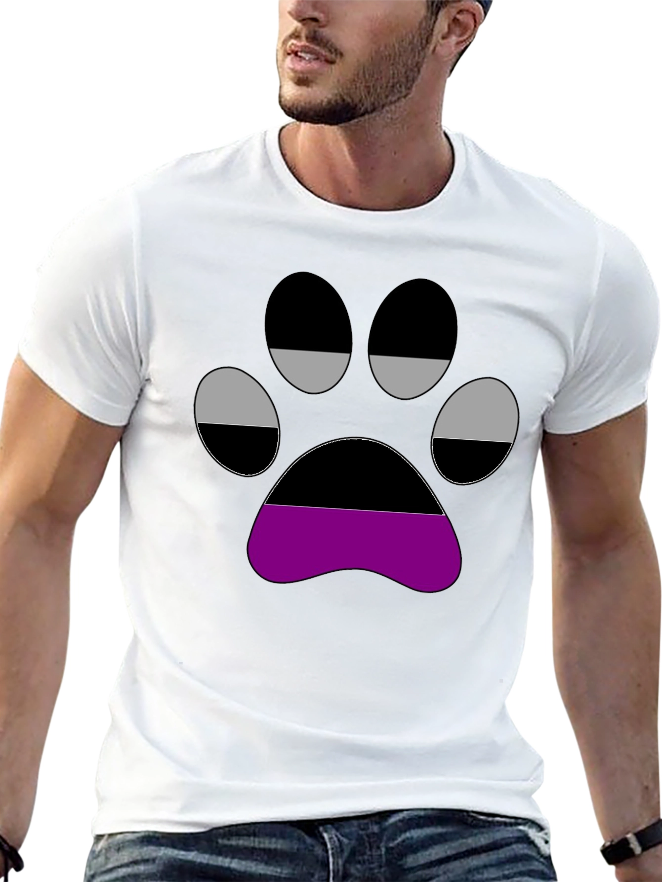 Aromantic Pride Paw Print Black T-Shirt