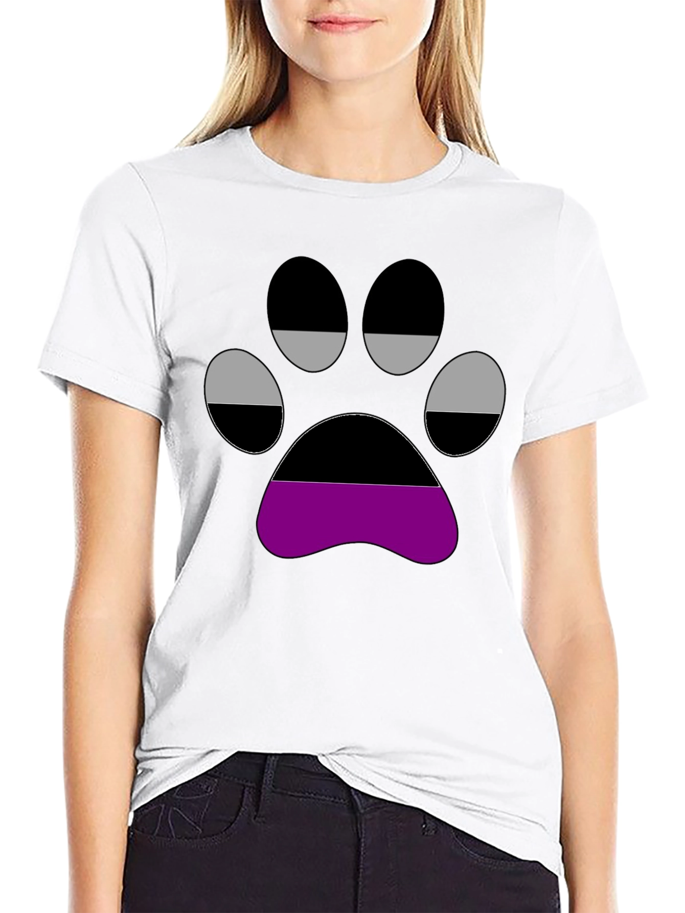 Aromantic Pride Paw Print Black T-Shirt