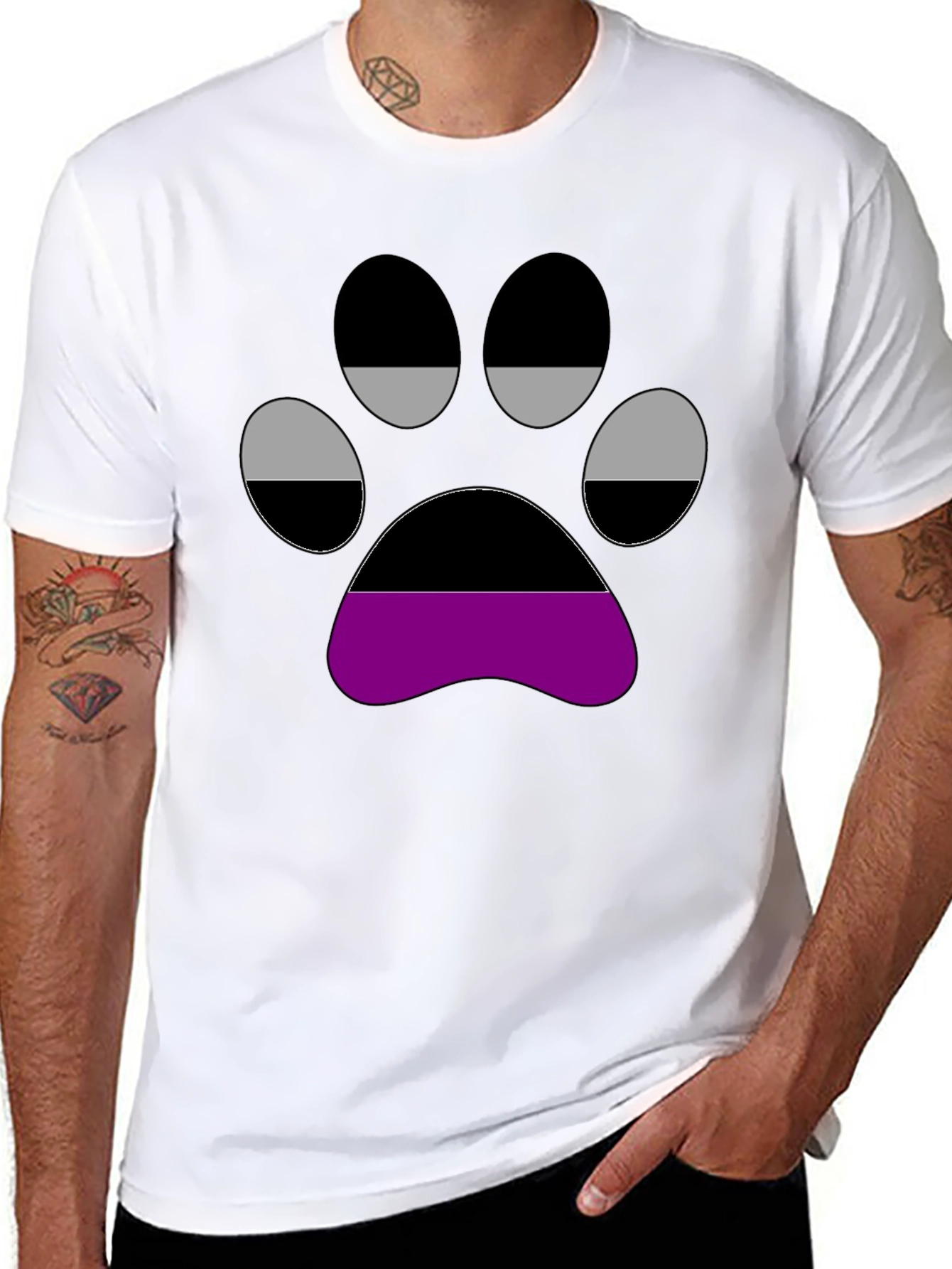 Aromantic Pride Paw Print Black T-Shirt