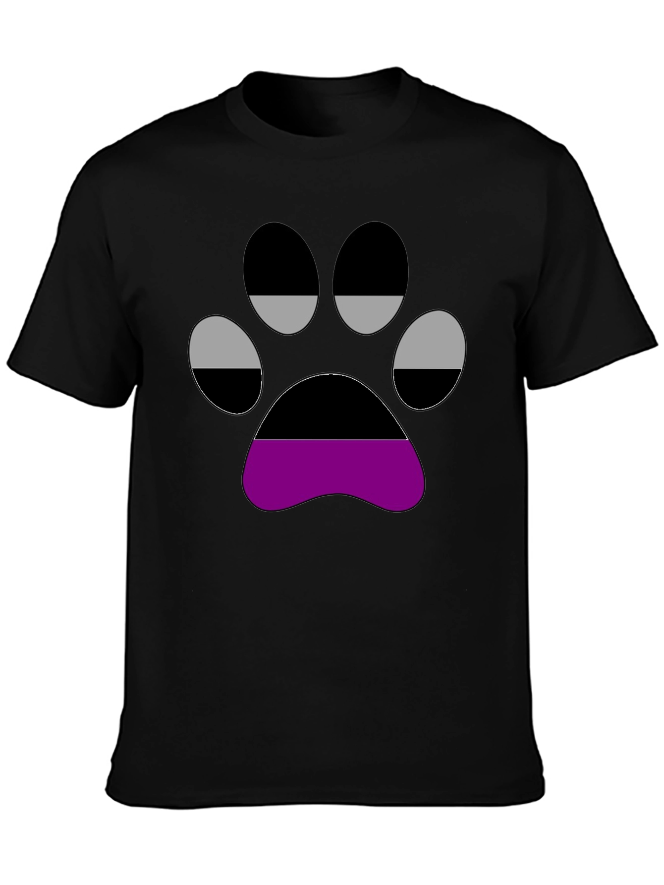 Aromantic Pride Paw Print Black T-Shirt