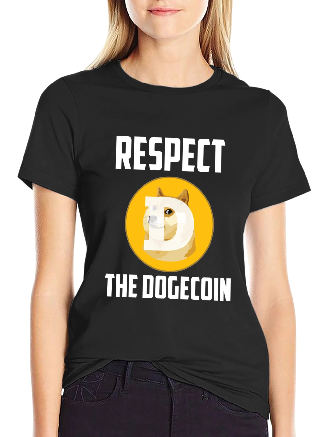 Respect the Dogecoin Black T-Shirt