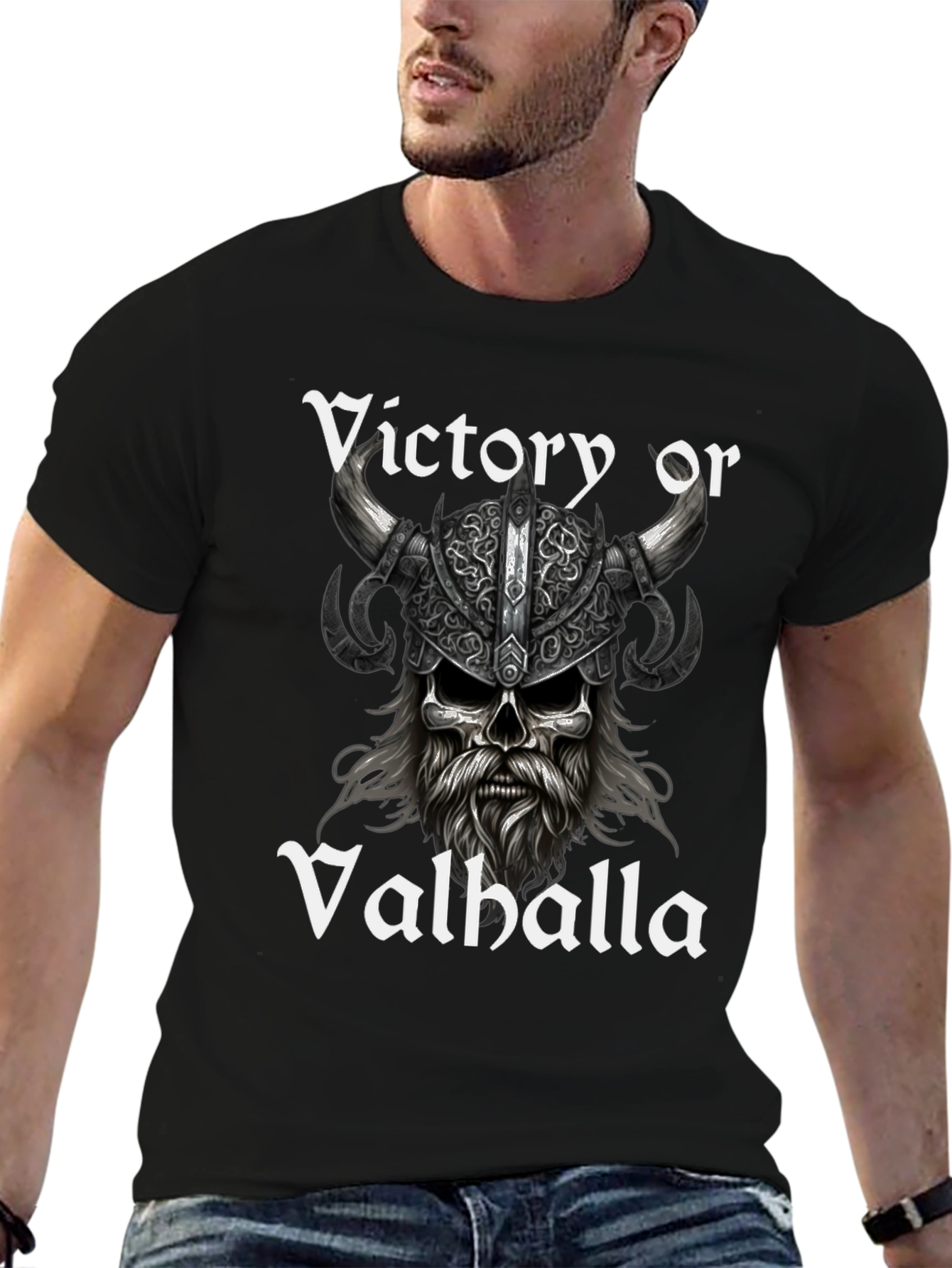 Victory or Valhalla Viking Skull T-Shirt