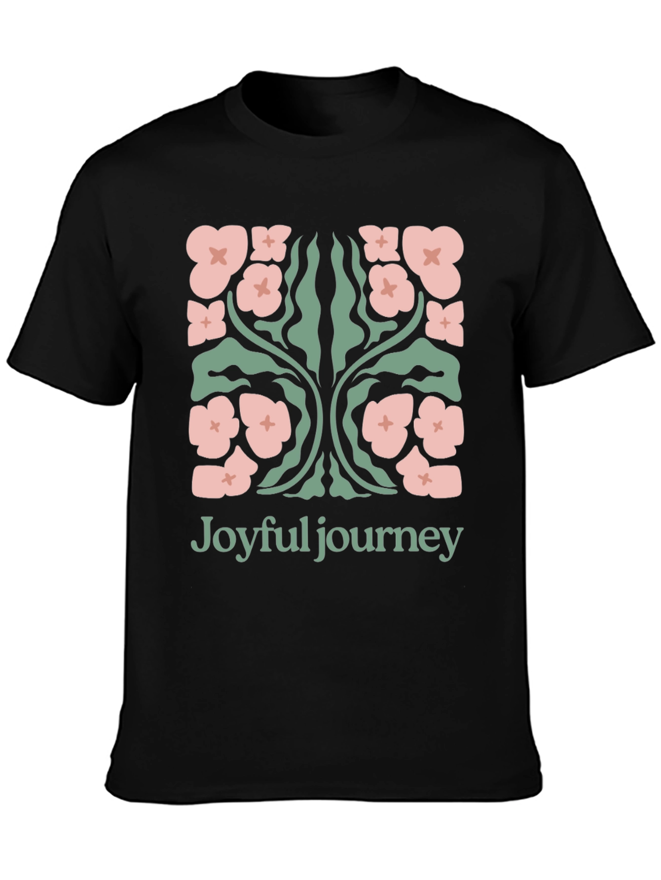 Joyful Journey Floral Graphic Black T-Shirt