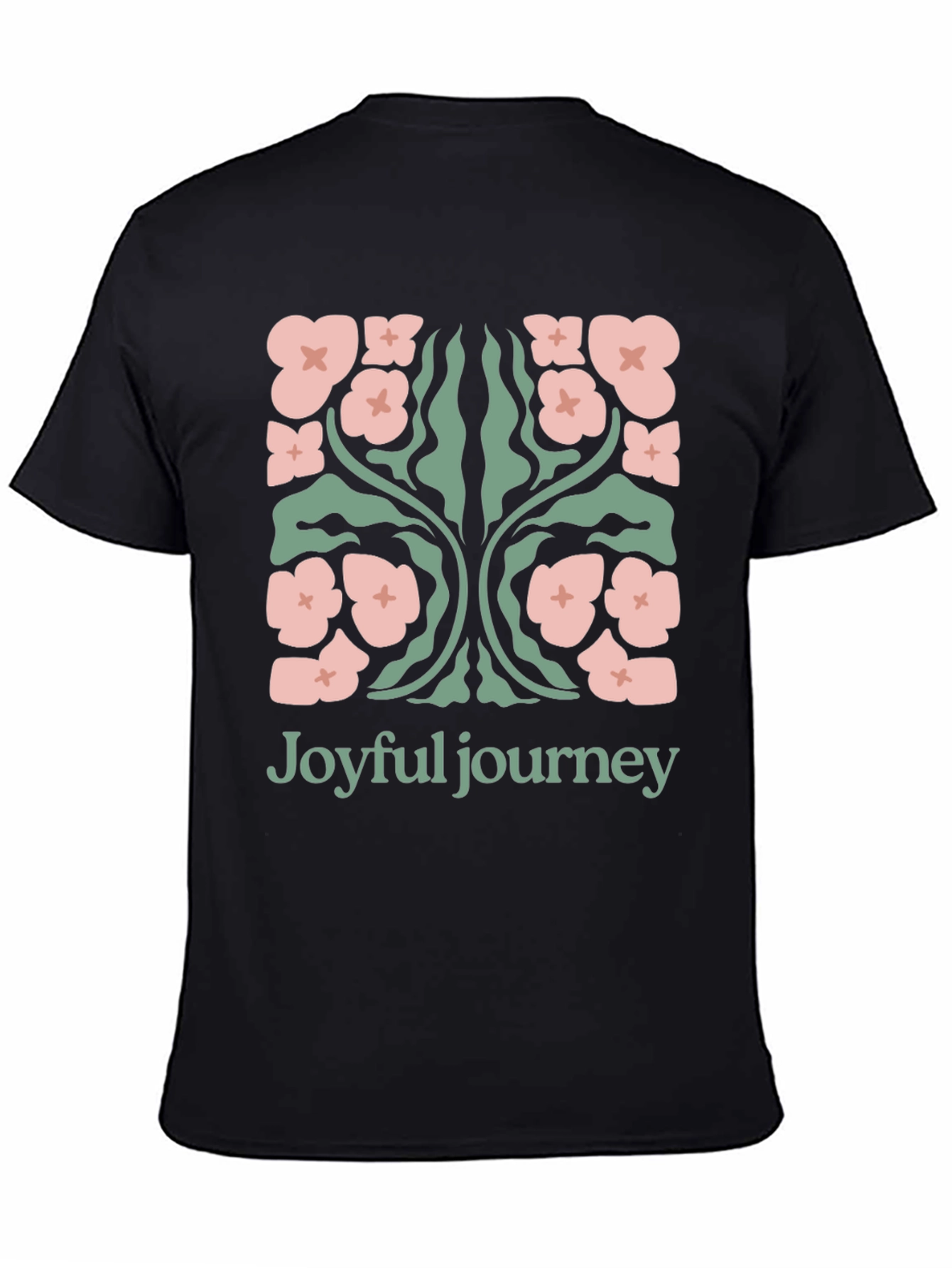 Joyful Journey Floral Graphic Black T-Shirt