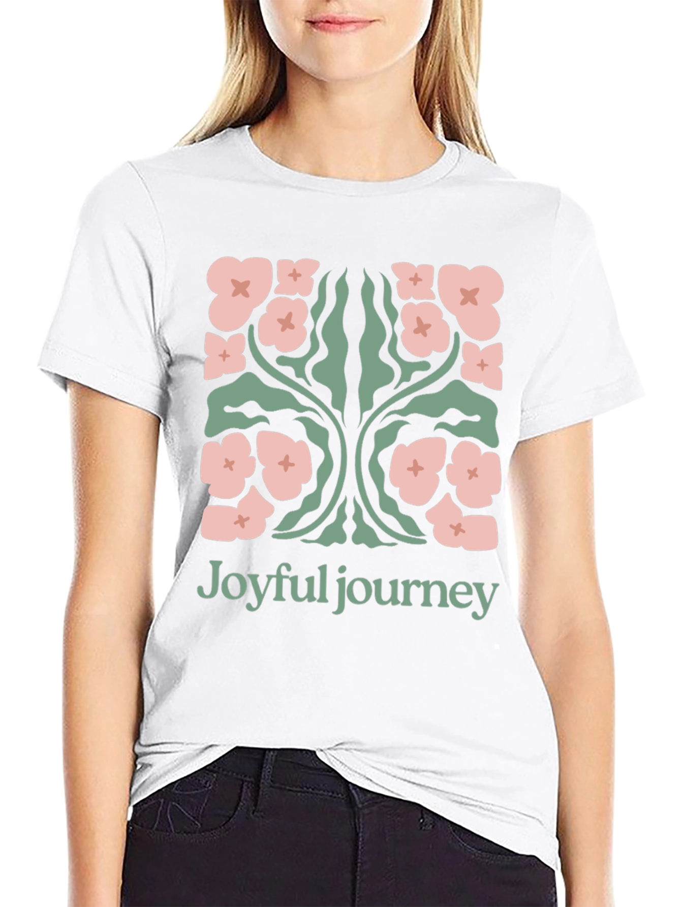 Joyful Journey Floral Graphic Black T-Shirt