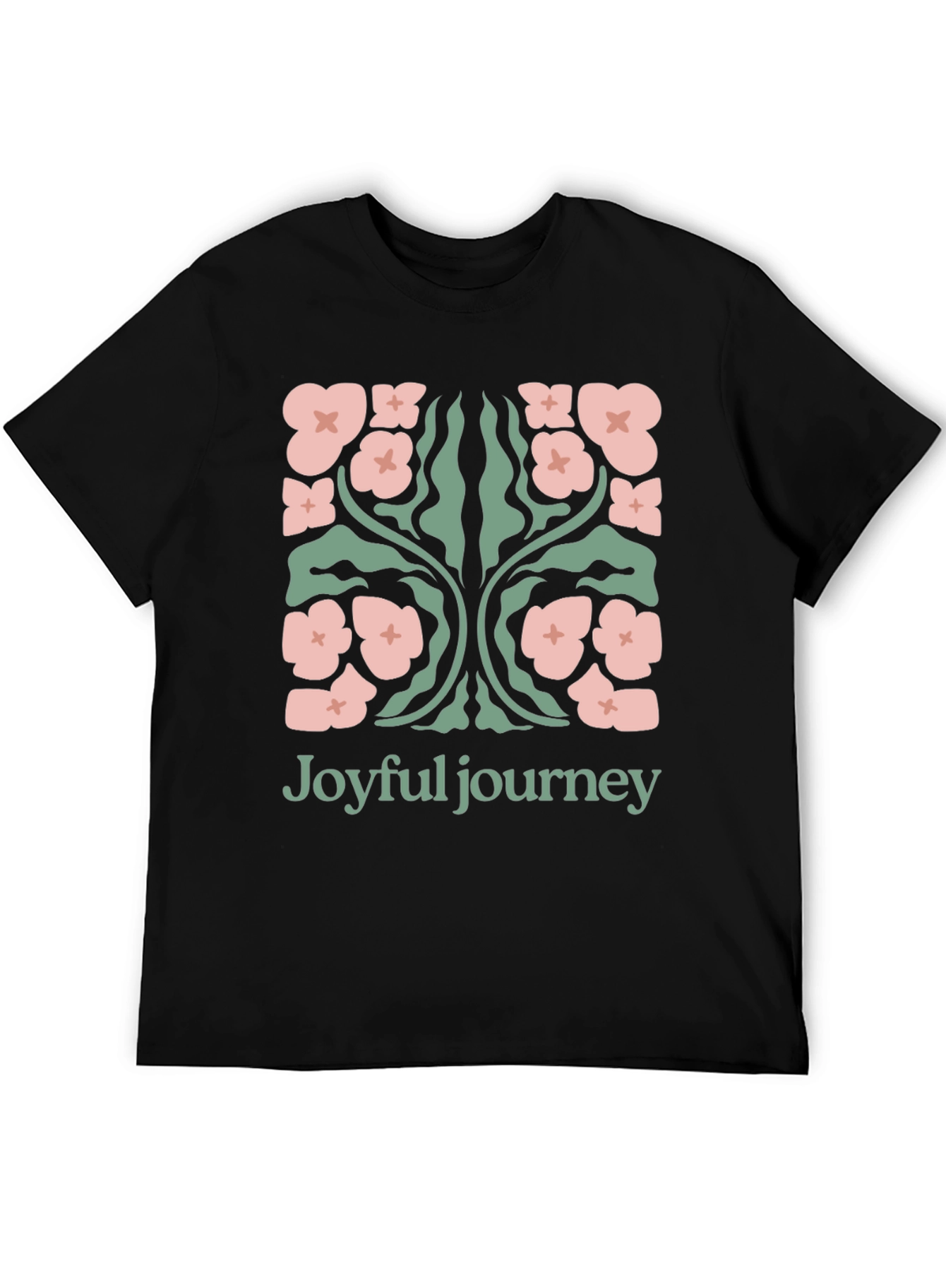 Joyful Journey Floral Graphic Black T-Shirt