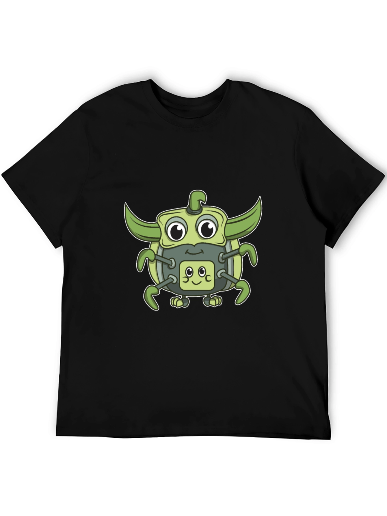 Cute Green Robot Graphic T-Shirt